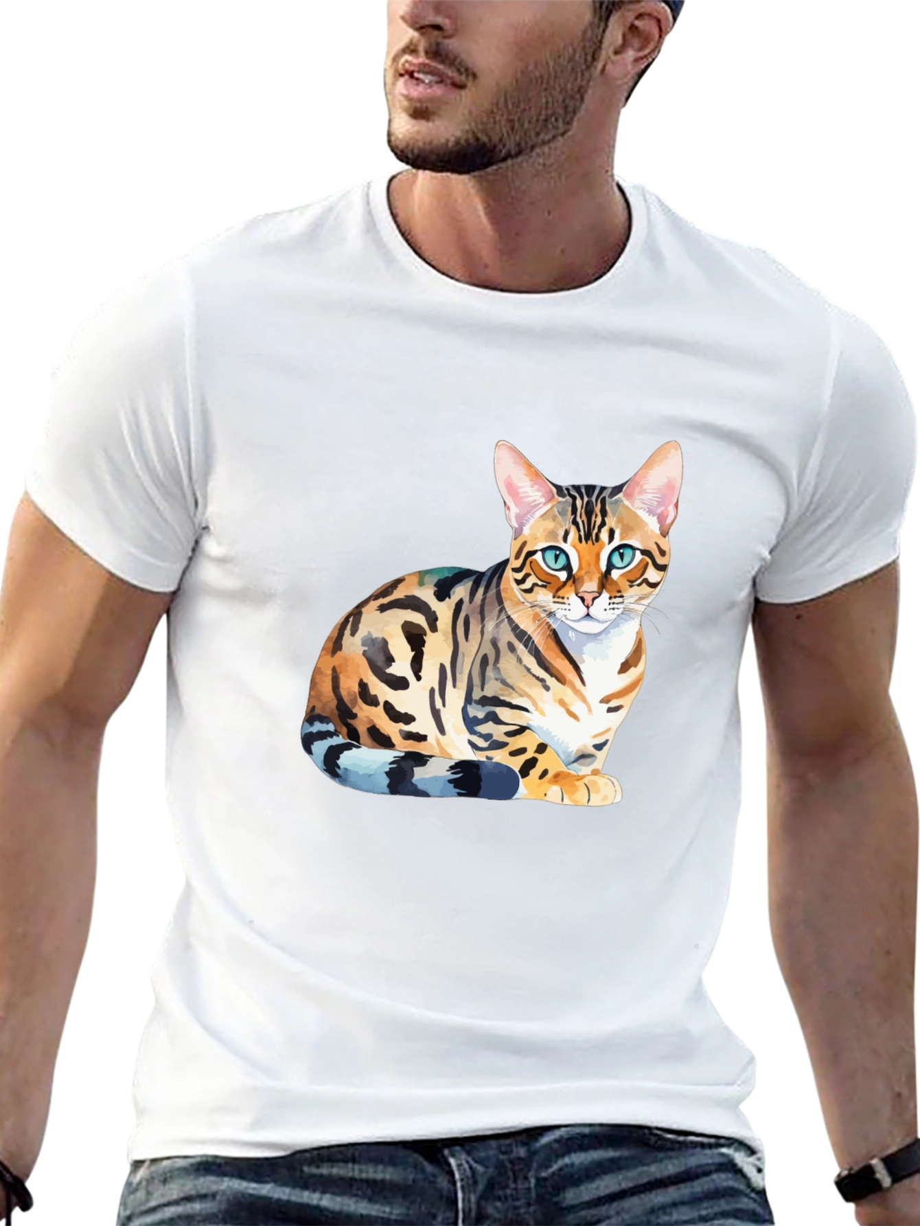 Bengal Cat Graphic T-Shirt - Stylish Mens Tee