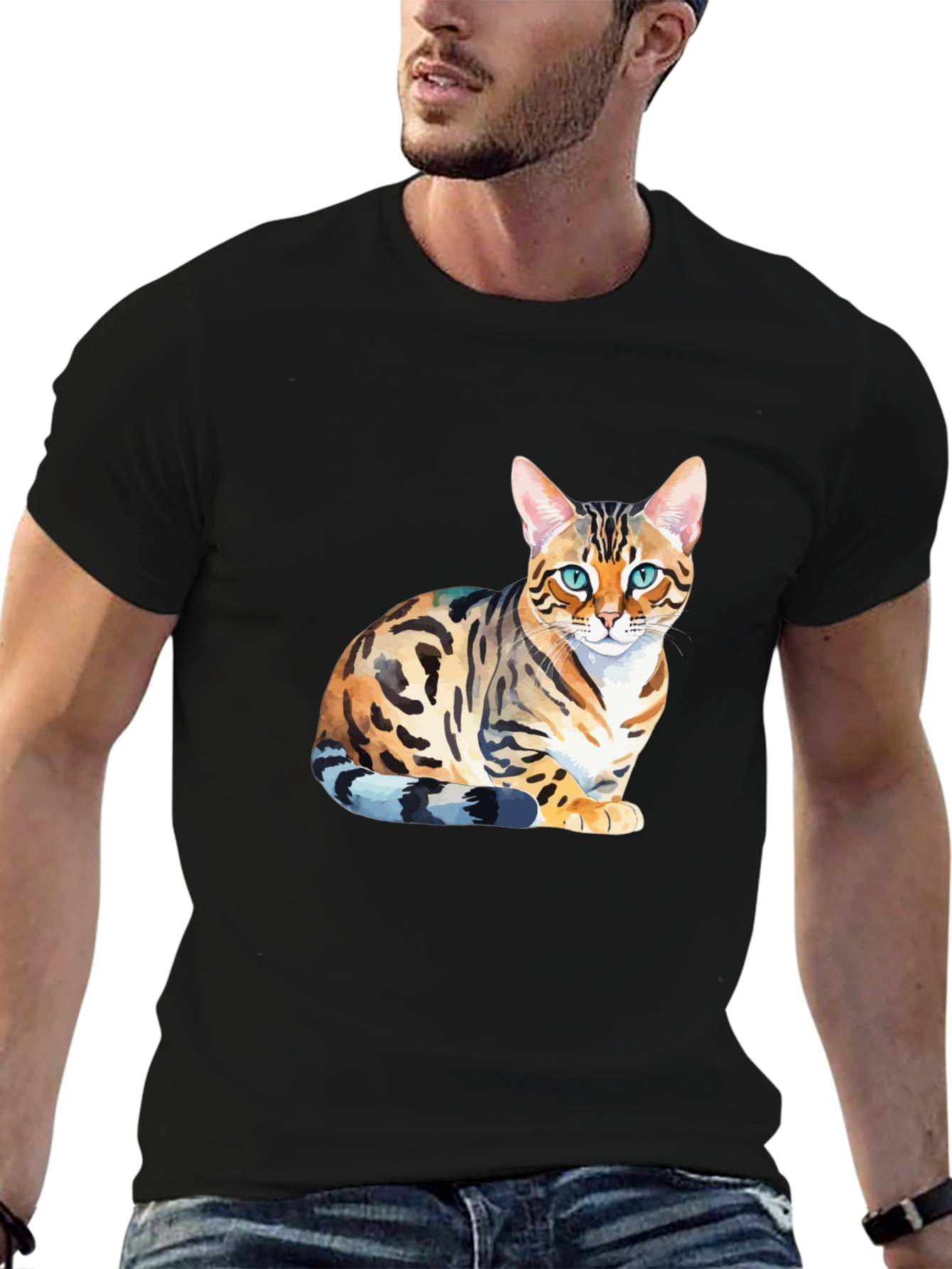 Bengal Cat Graphic T-Shirt - Stylish Mens Tee