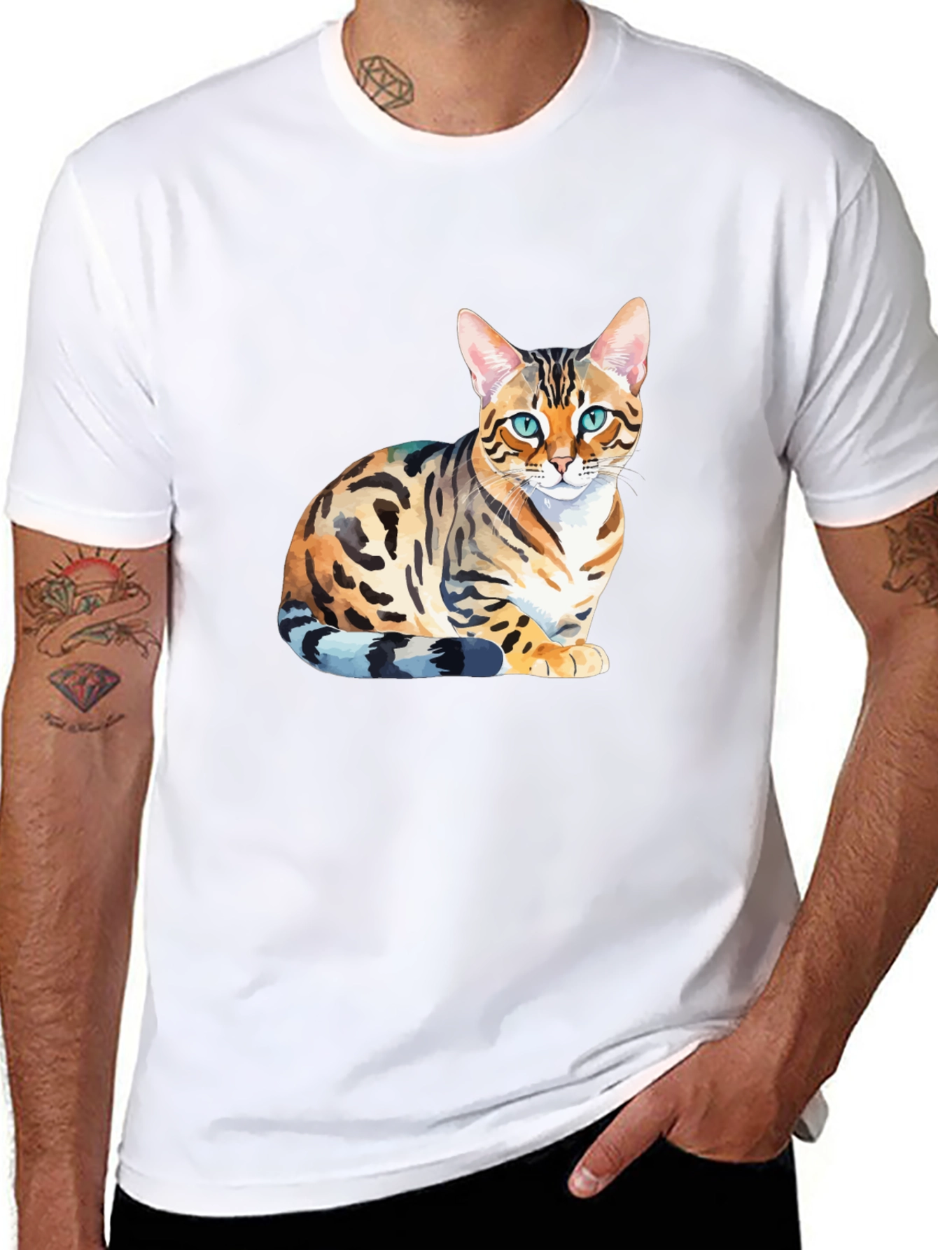 Bengal Cat Graphic T-Shirt - Stylish Mens Tee