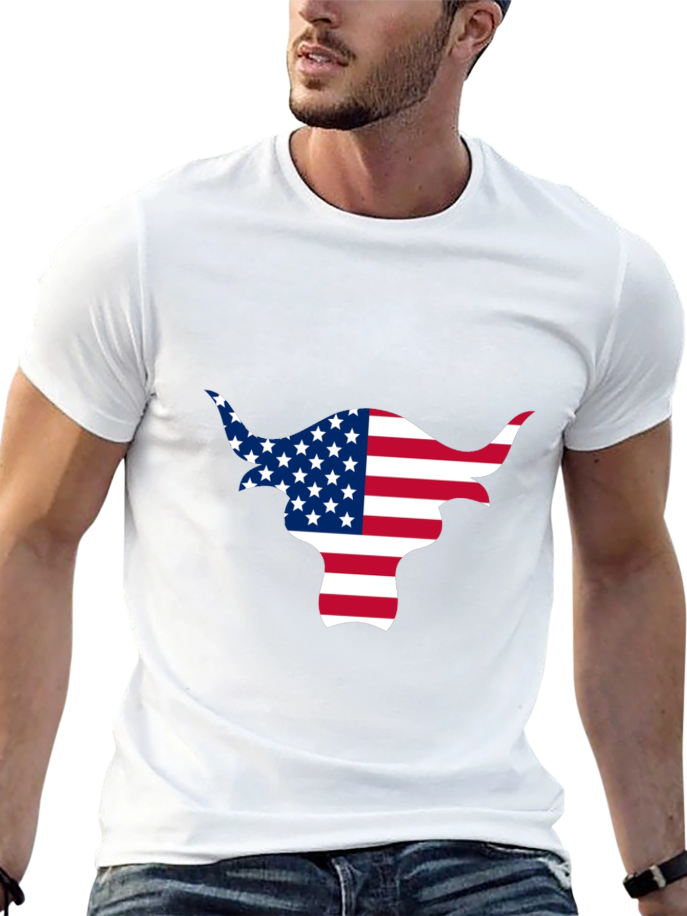 American Flag Bull Graphic Black Tee