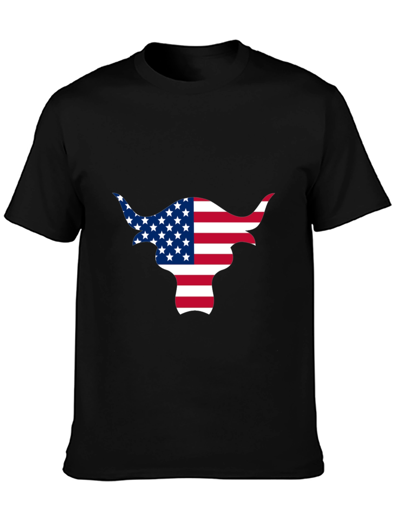 American Flag Bull Graphic Black Tee