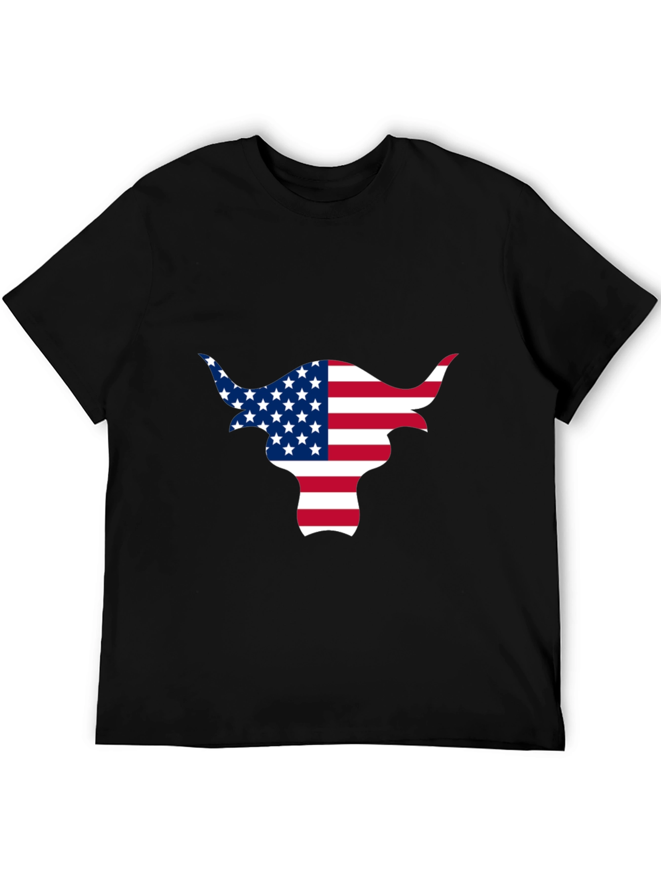 American Flag Bull Graphic Black Tee