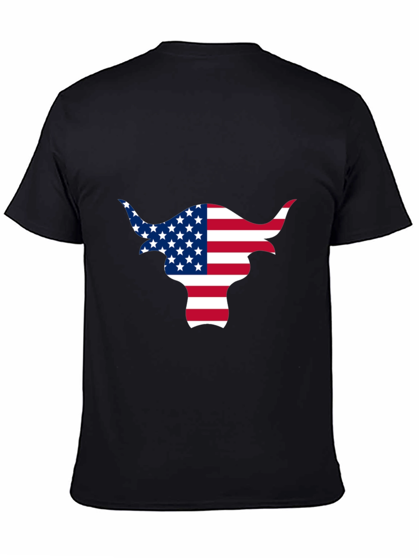 American Flag Bull Graphic Black Tee
