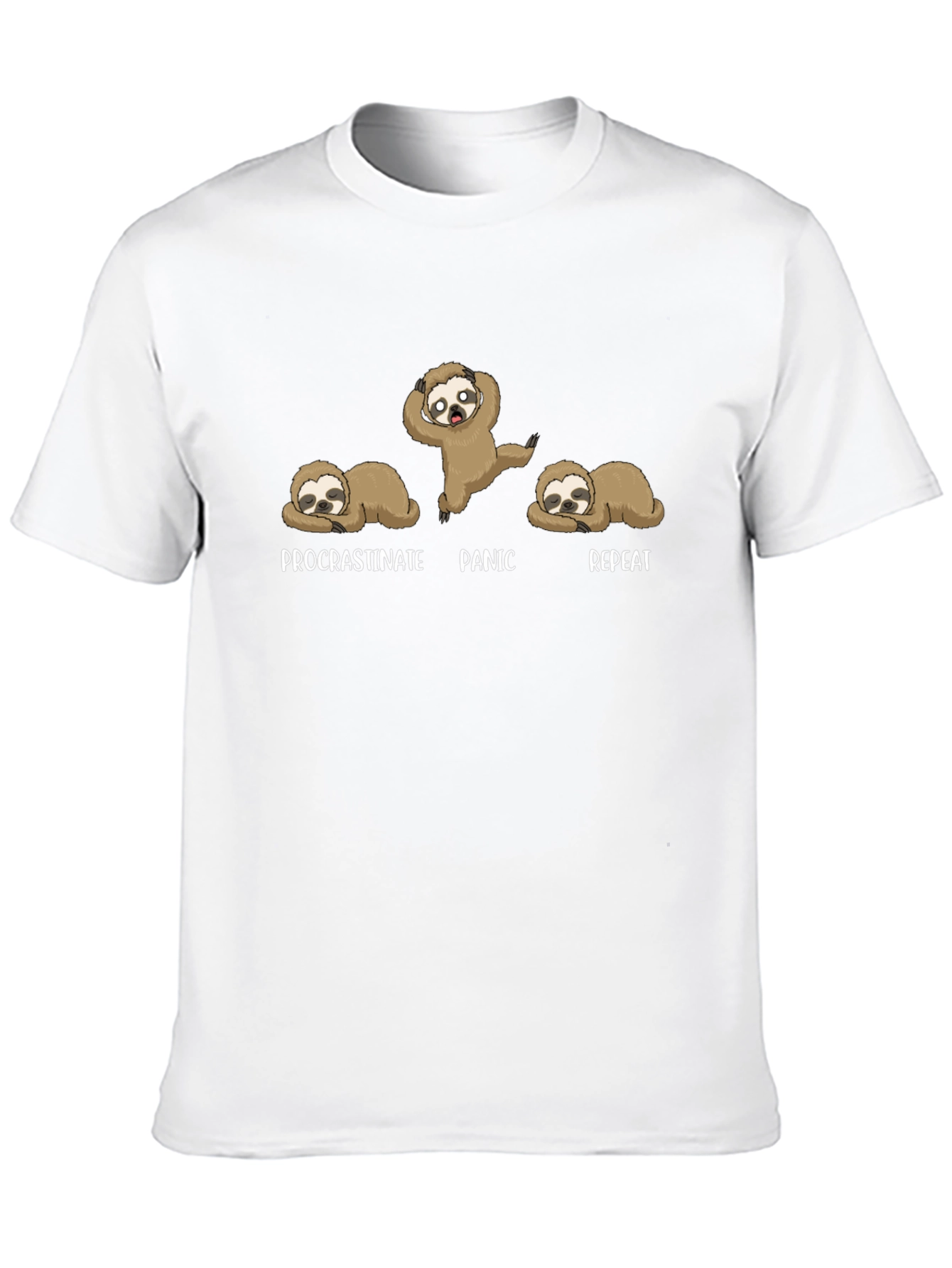 Procrastinate Panic Repeat Sloth Graphic T-Shirt