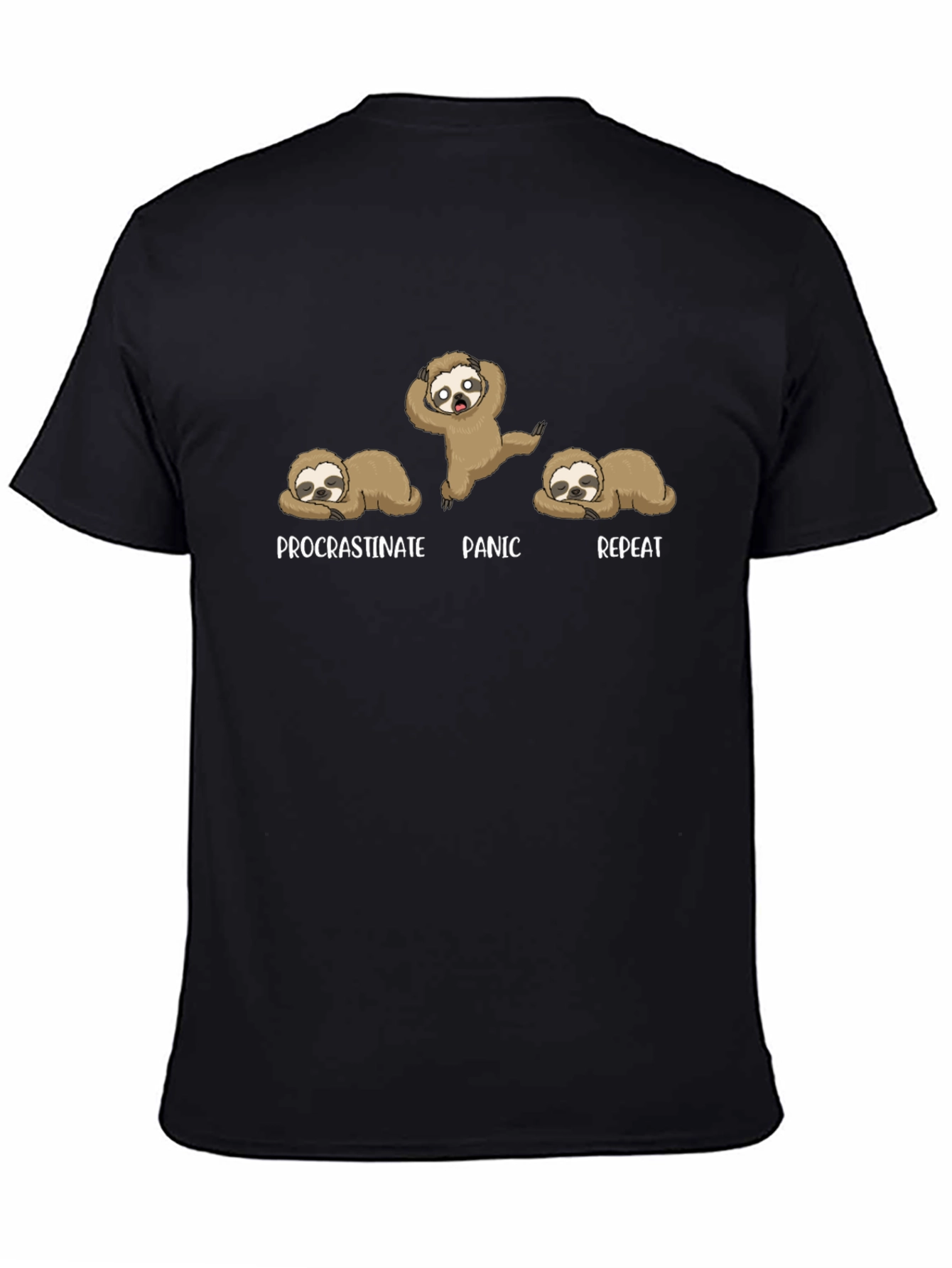 Procrastinate Panic Repeat Sloth Graphic T-Shirt