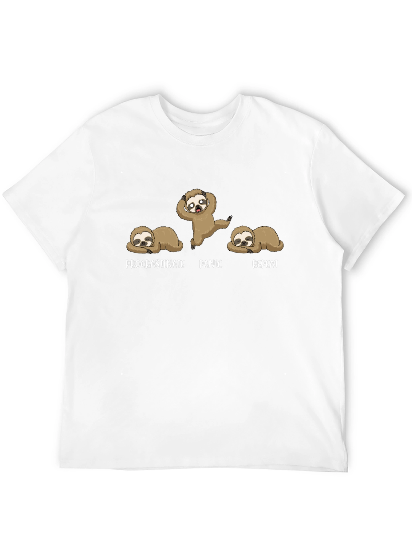 Procrastinate Panic Repeat Sloth Graphic T-Shirt
