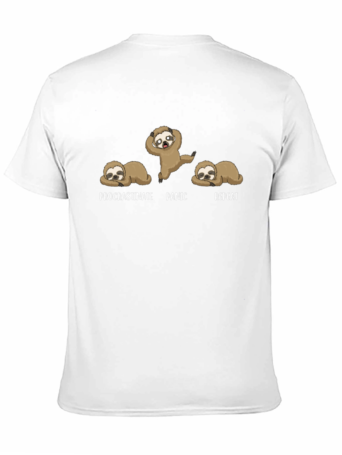 Procrastinate Panic Repeat Sloth Graphic T-Shirt