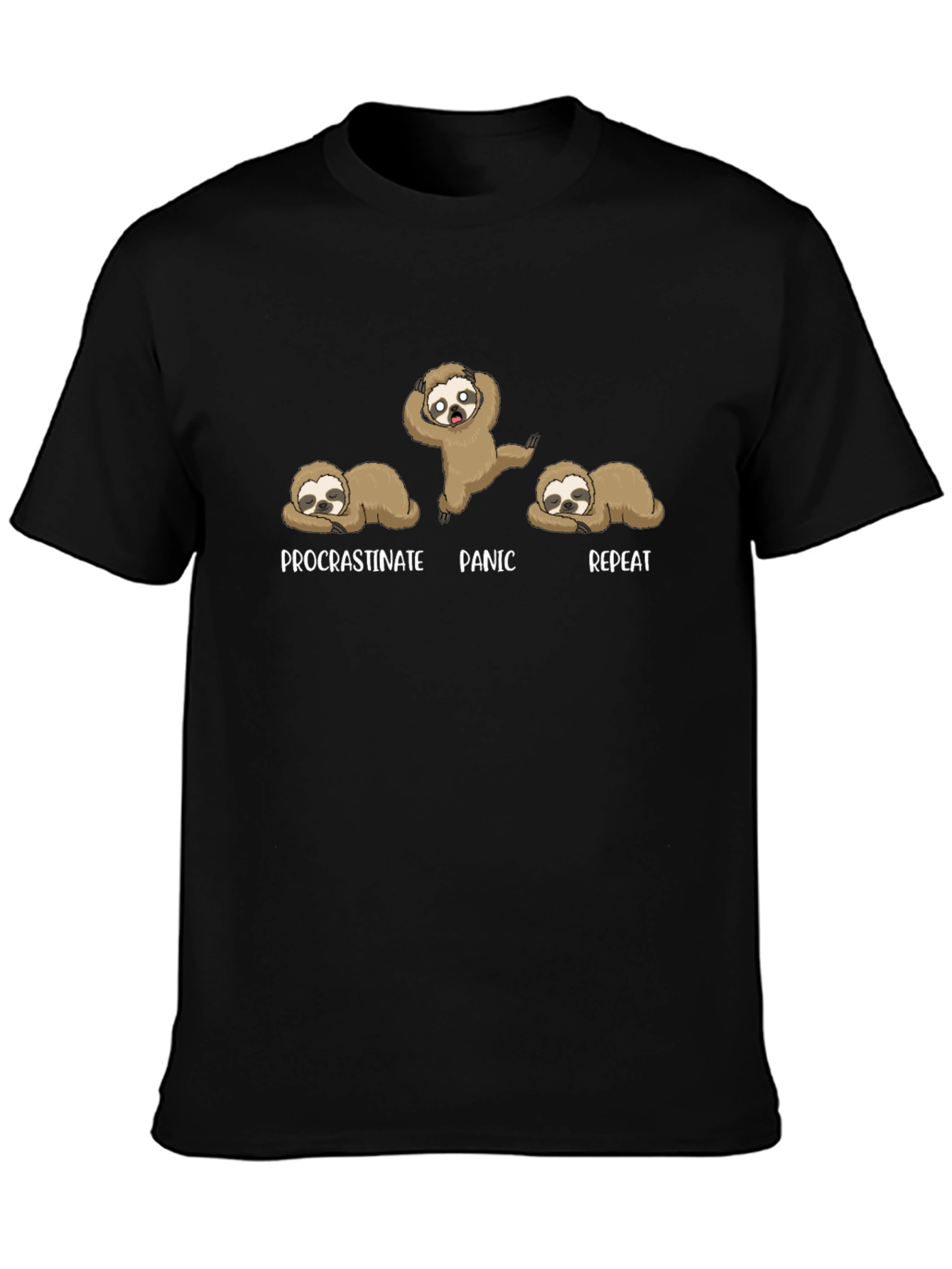 Procrastinate Panic Repeat Sloth Graphic T-Shirt