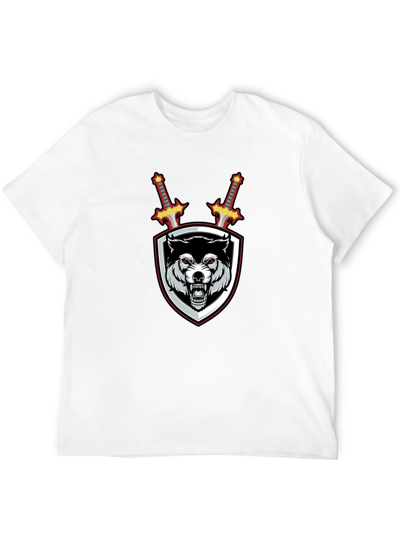Wolf Crest Sword Graphic T-Shirt - Black