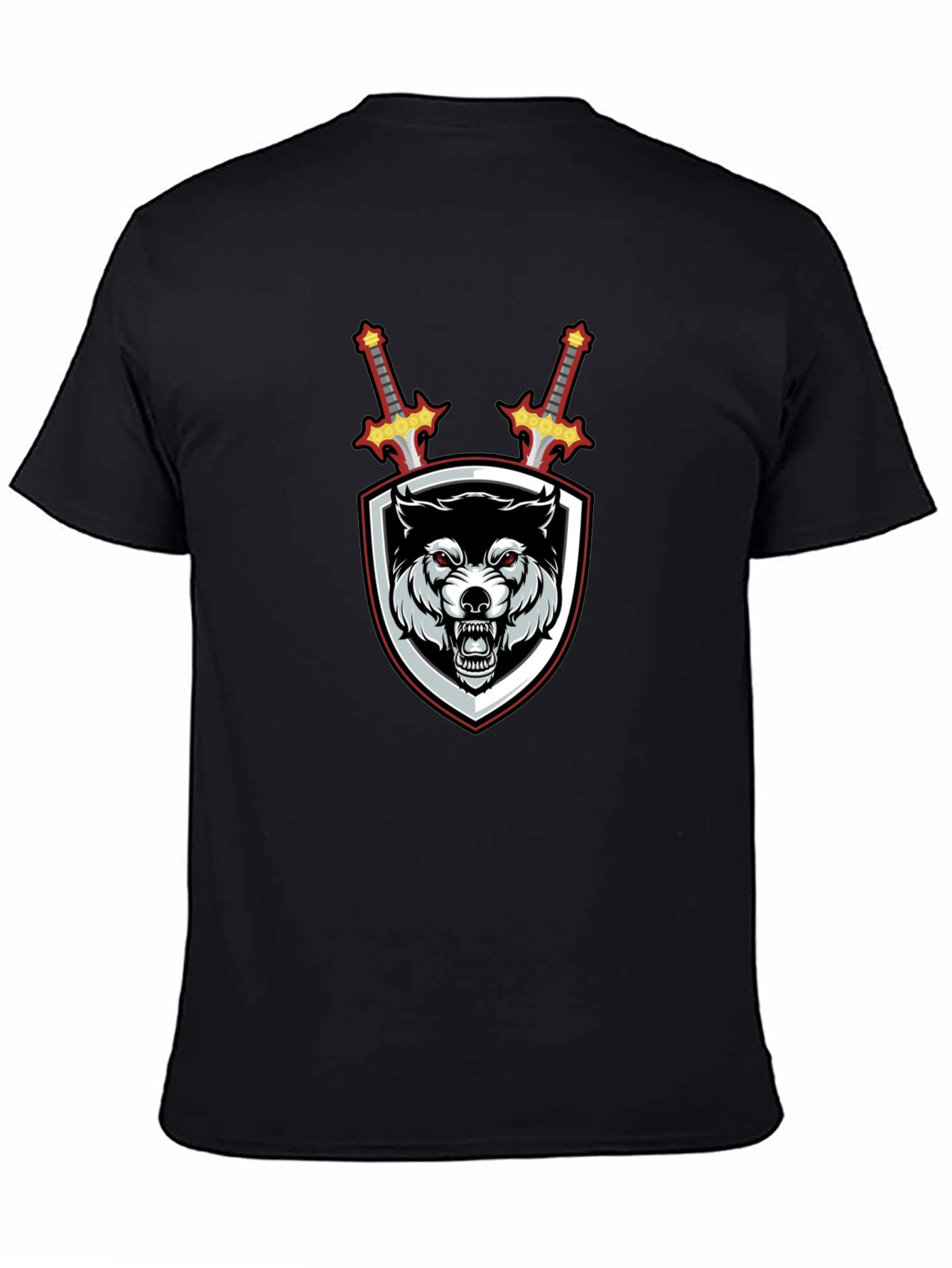 Wolf Crest Sword Graphic T-Shirt - Black