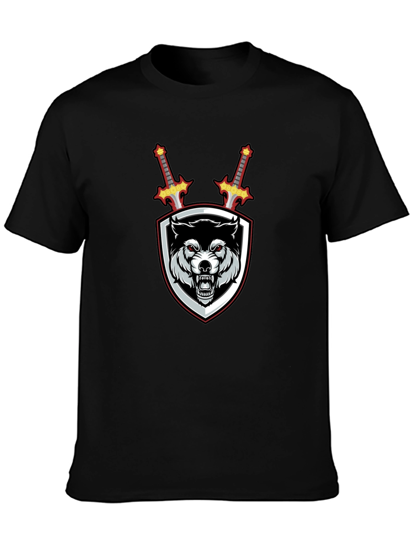 Wolf Crest Sword Graphic T-Shirt - Black