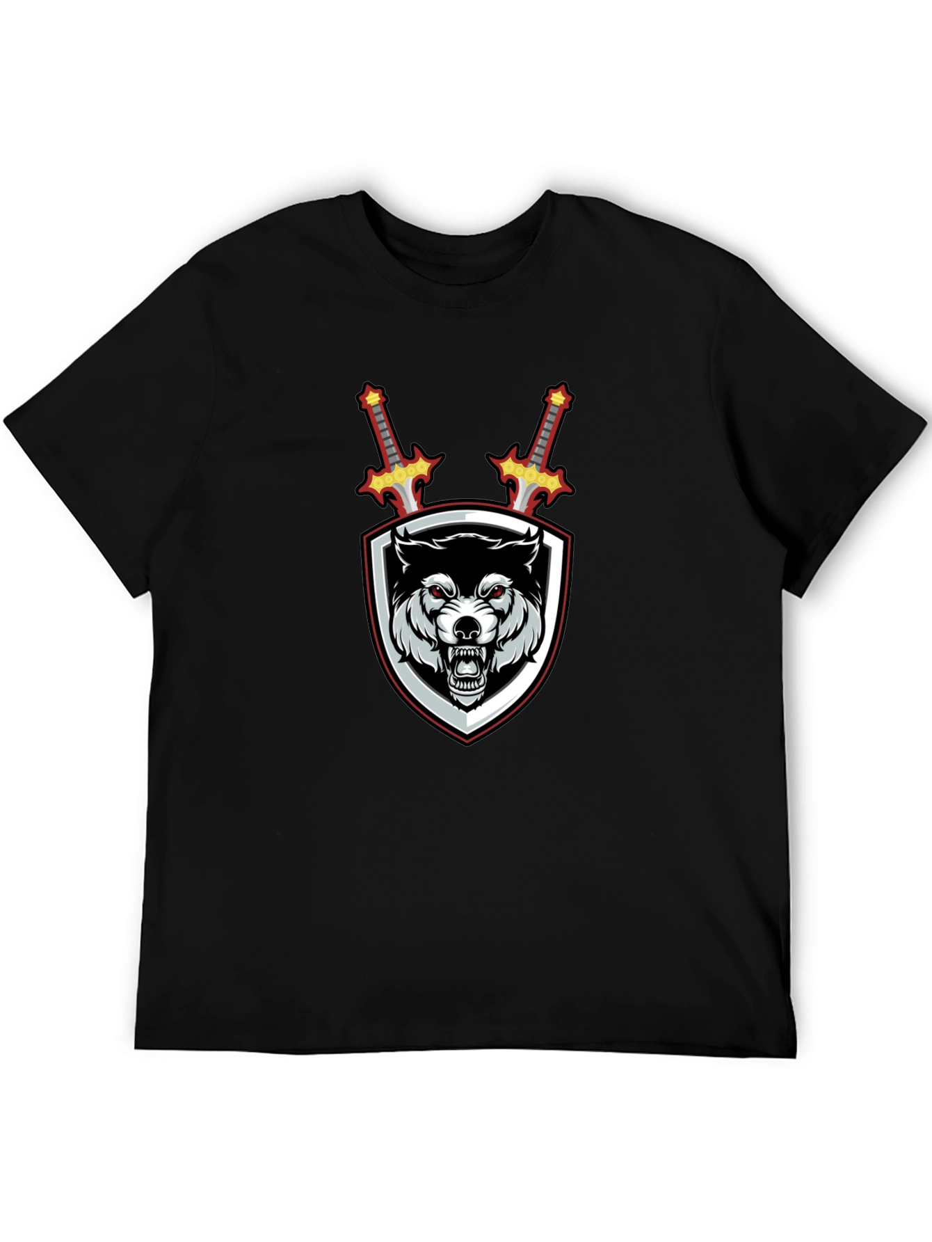 Wolf Crest Sword Graphic T-Shirt - Black