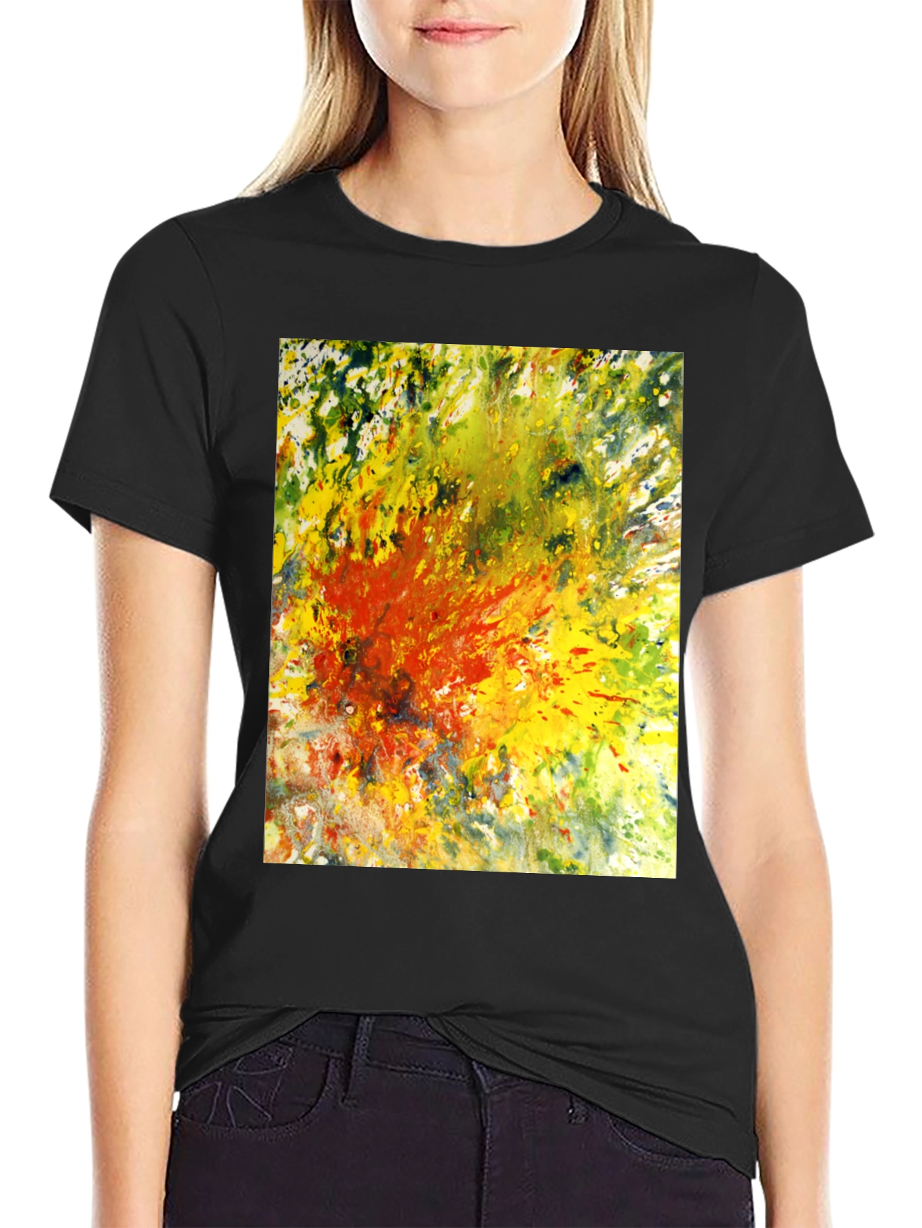 Abstract Art Graphic Tee - Black