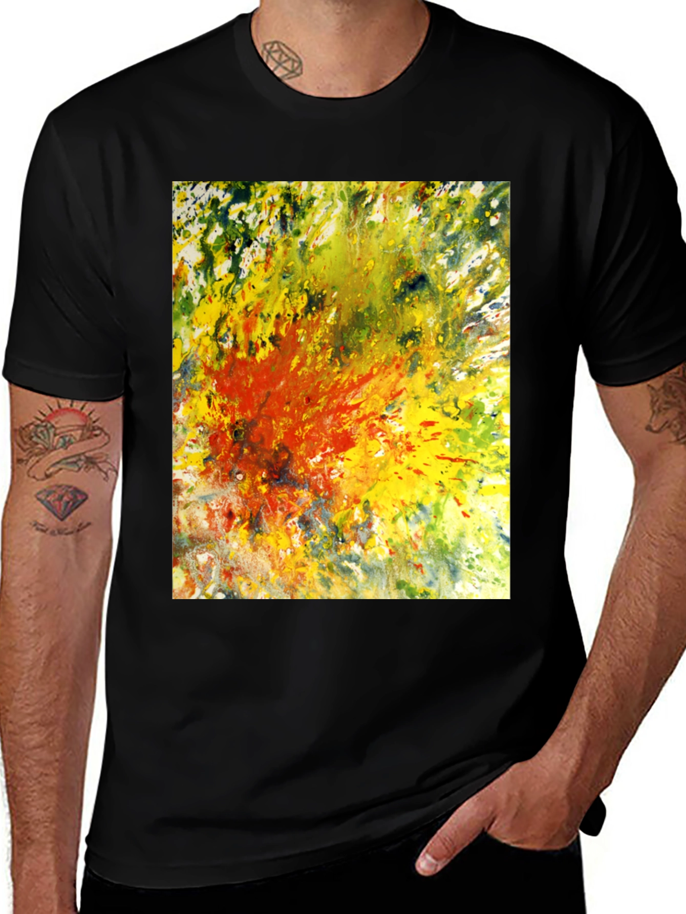 Abstract Art Graphic Tee - Black