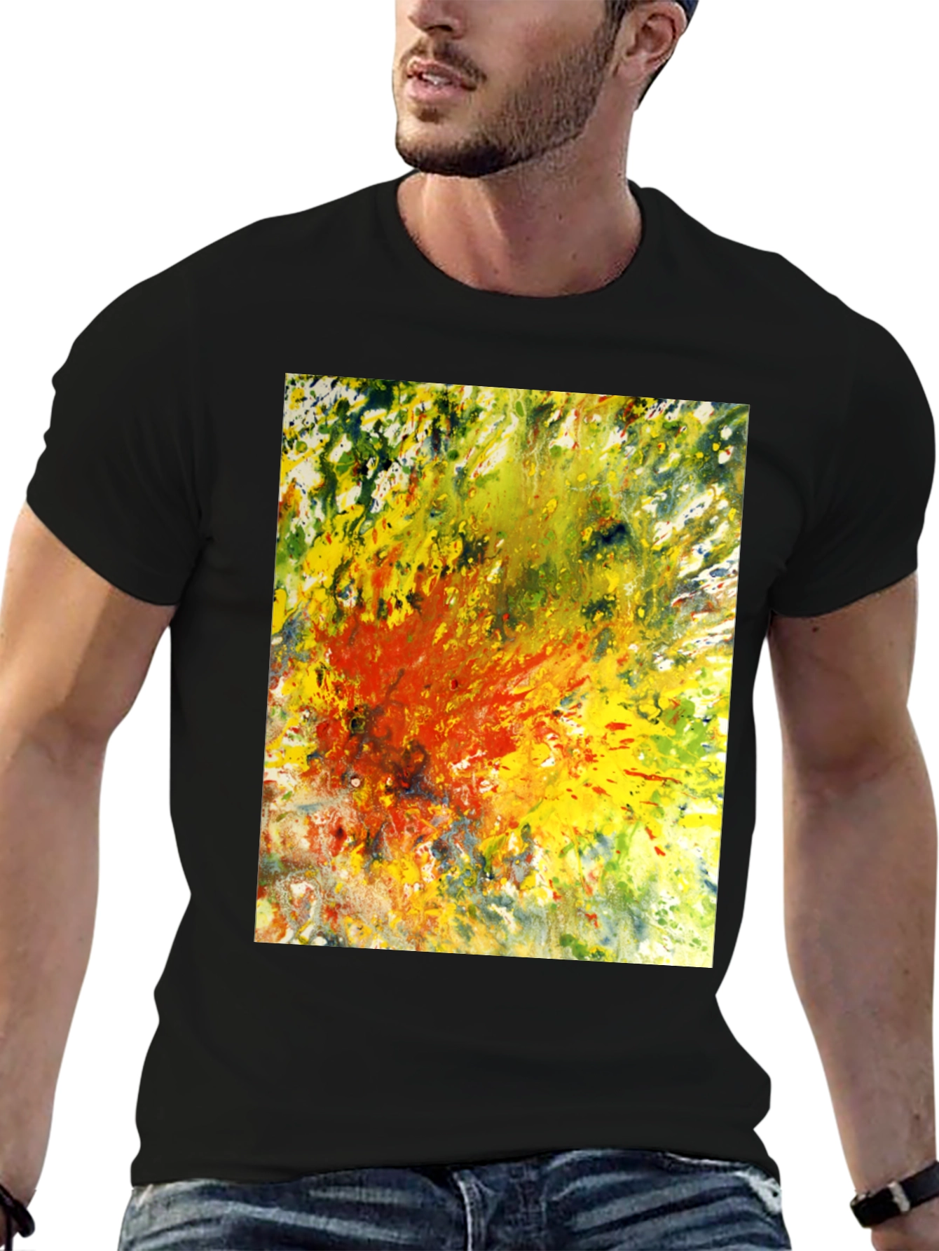 Abstract Art Graphic Tee - Black