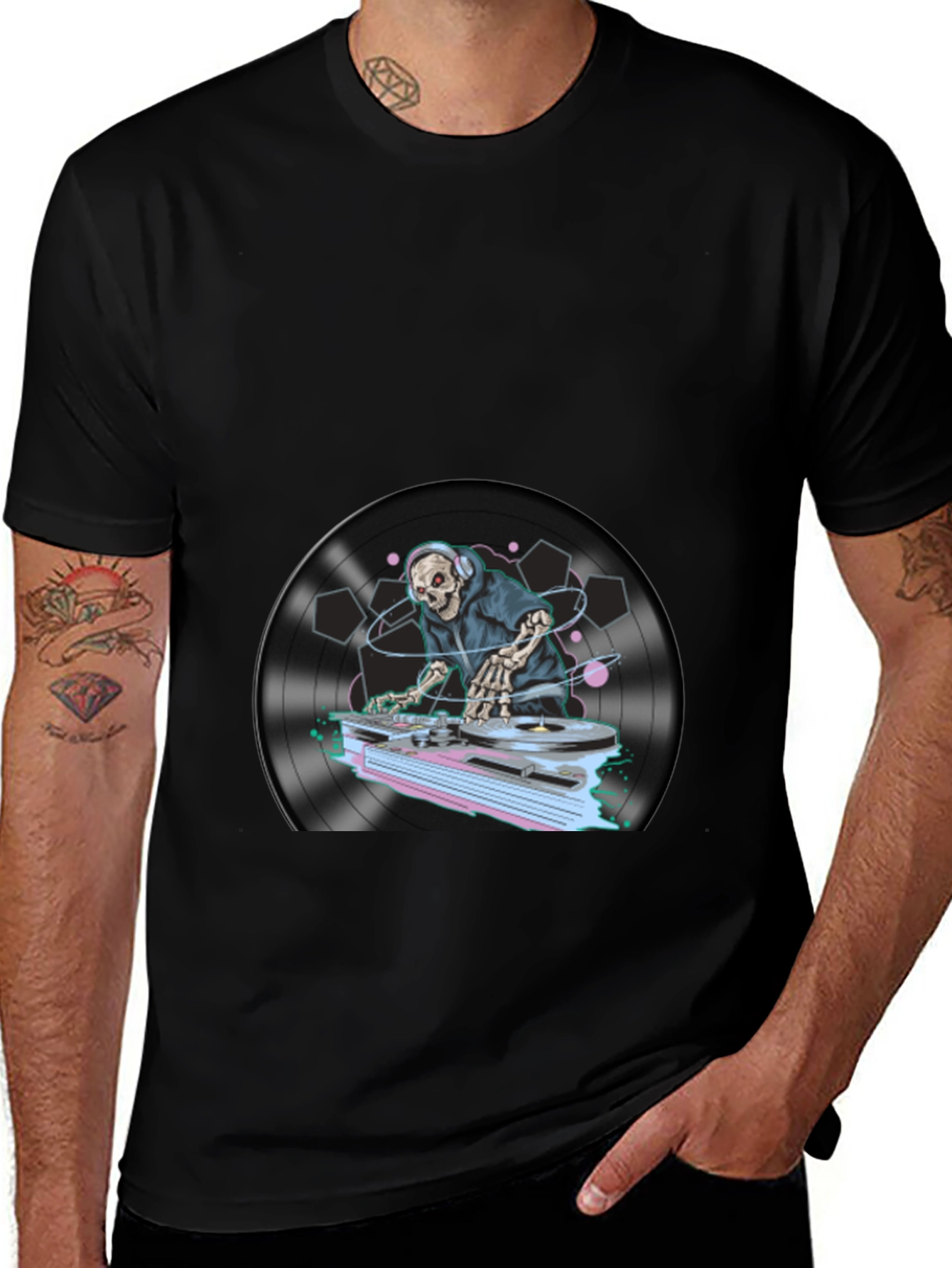 DJ Skeleton Graphic T-Shirt