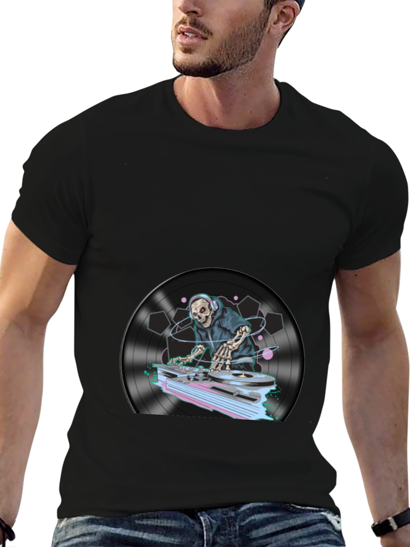 DJ Skeleton Graphic T-Shirt