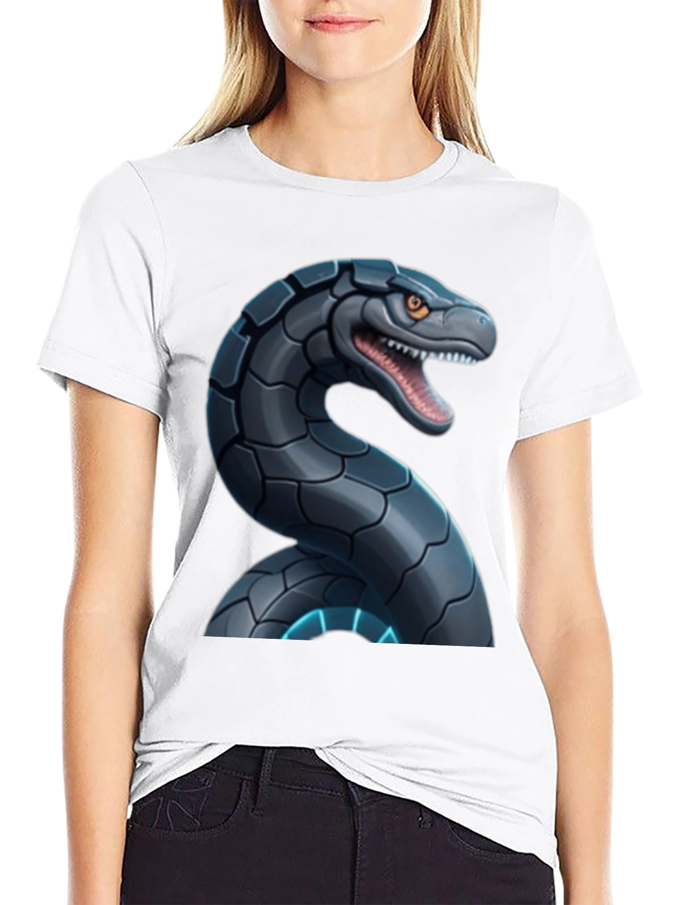 Robotic Snake Graphic T-Shirt - Black