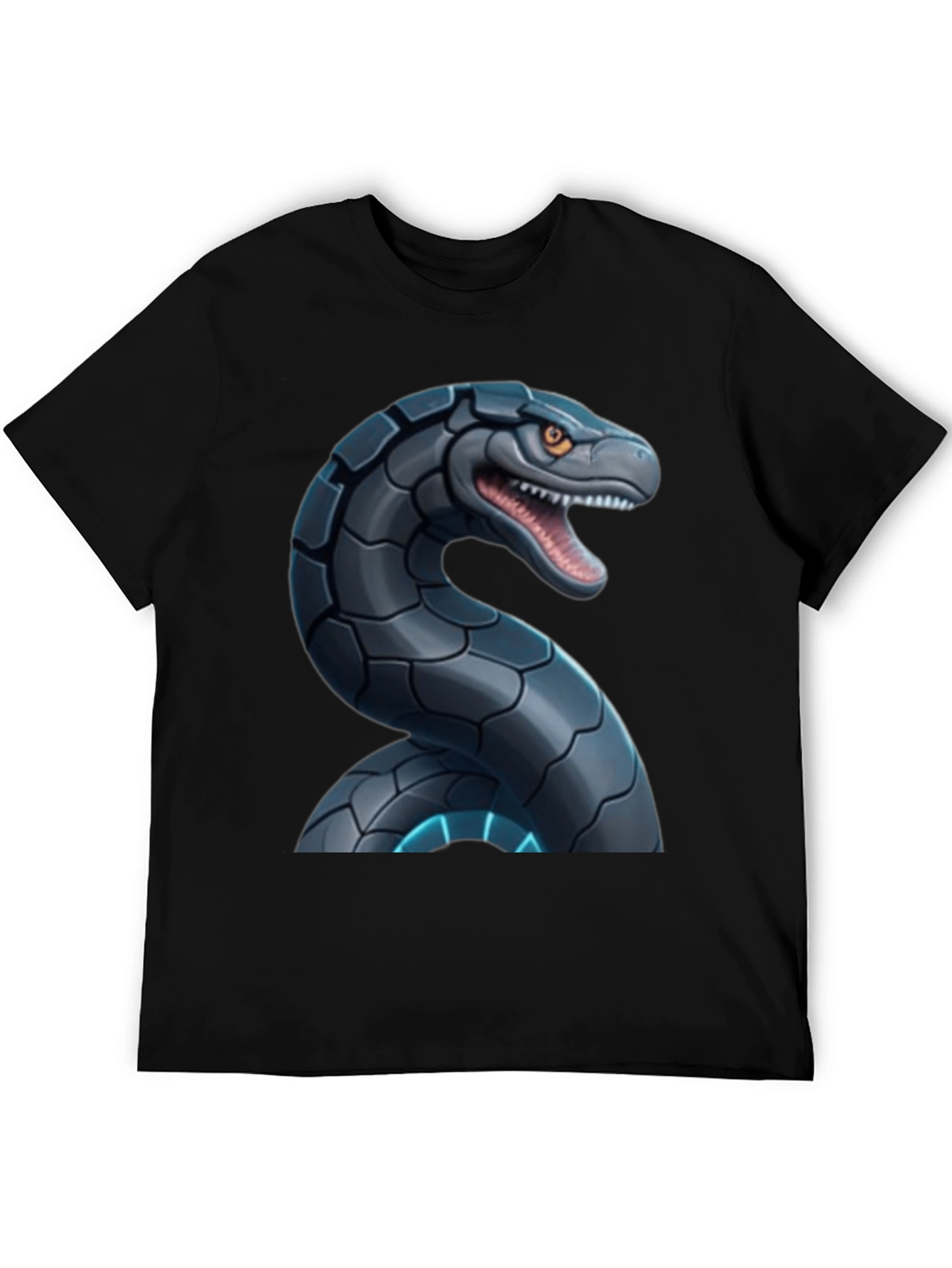 Robotic Snake Graphic T-Shirt - Black