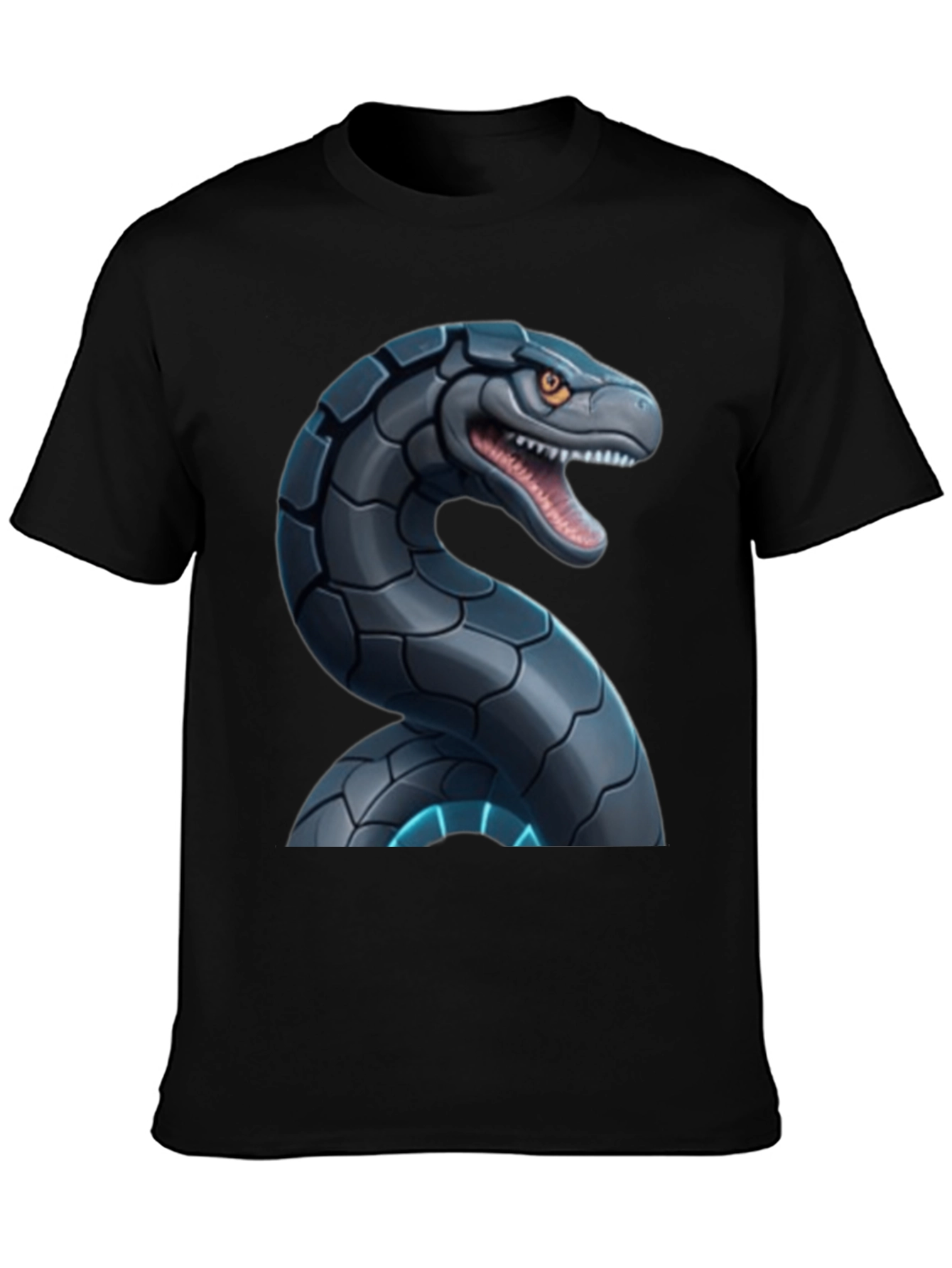 Robotic Snake Graphic T-Shirt - Black
