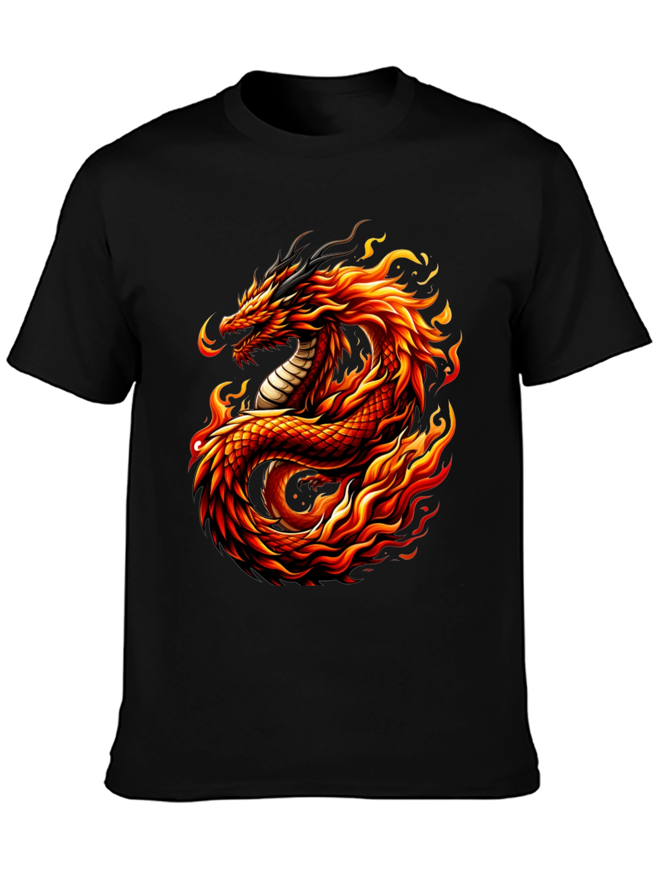 Fiery Dragon Graphic Tee - Mens Black T-Shirt
