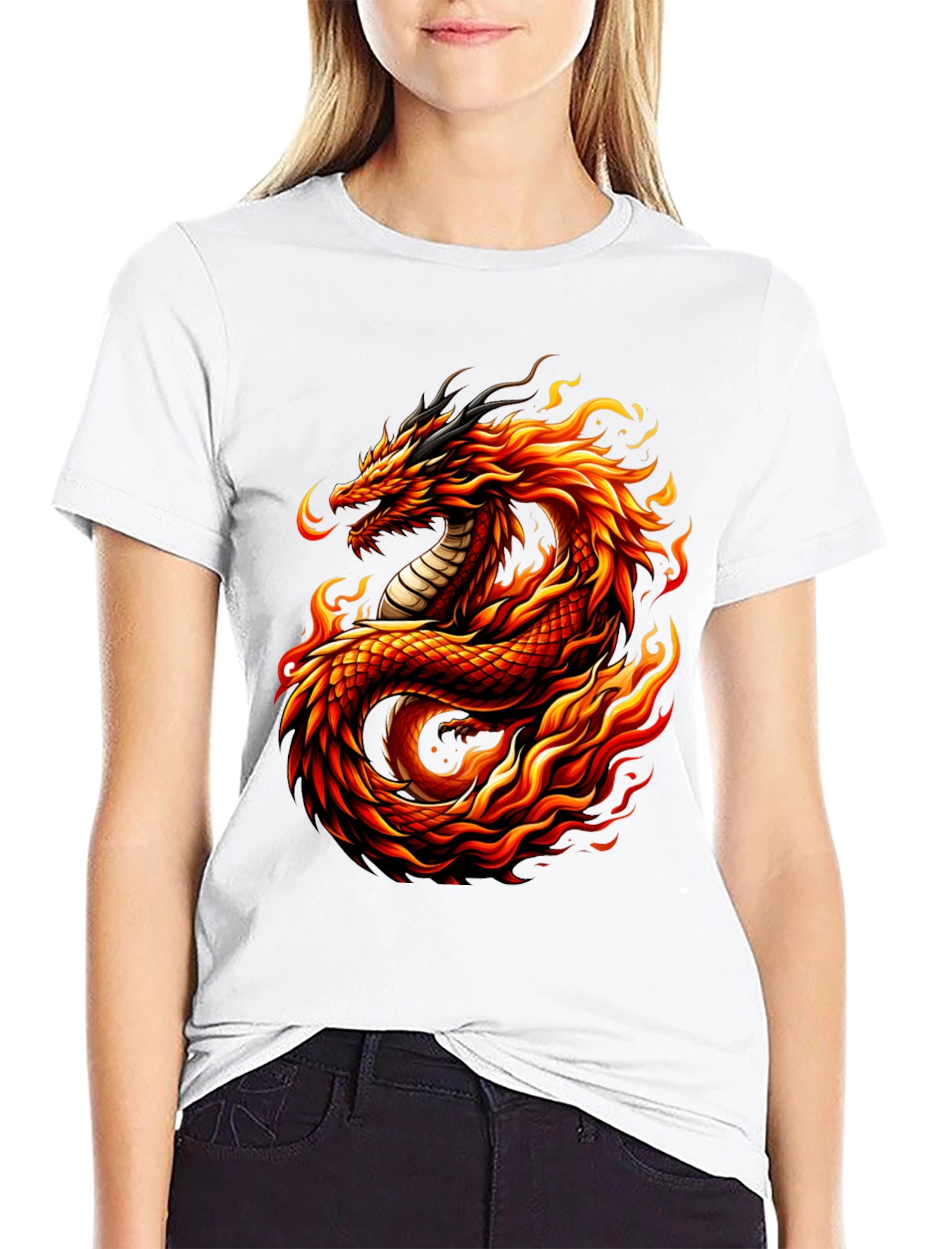 Fiery Dragon Graphic Tee - Mens Black T-Shirt