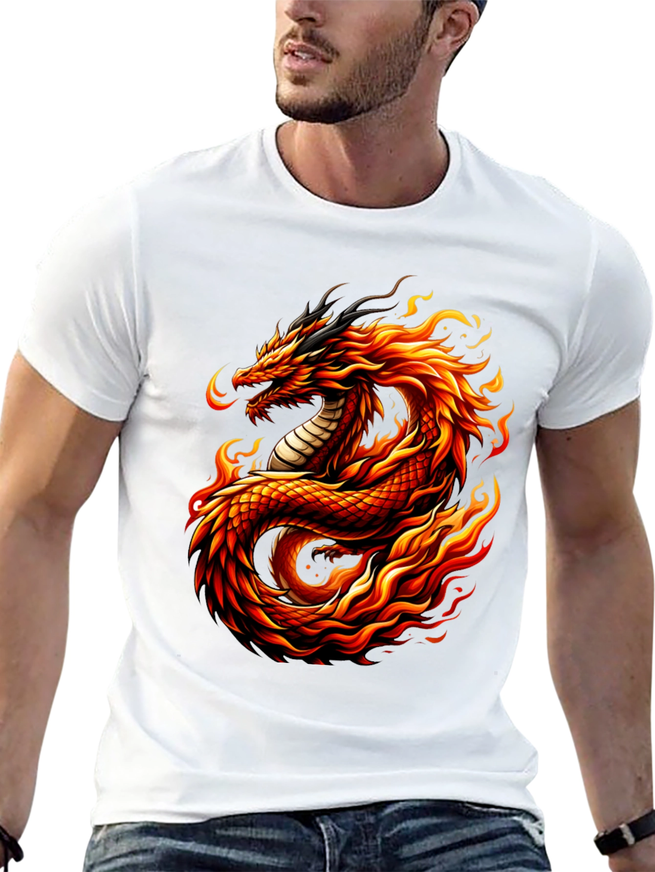 Fiery Dragon Graphic Tee - Mens Black T-Shirt