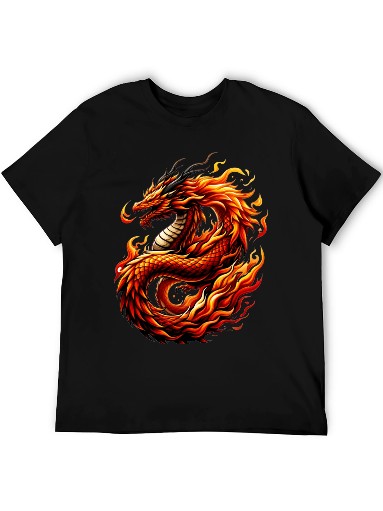 Fiery Dragon Graphic Tee - Mens Black T-Shirt