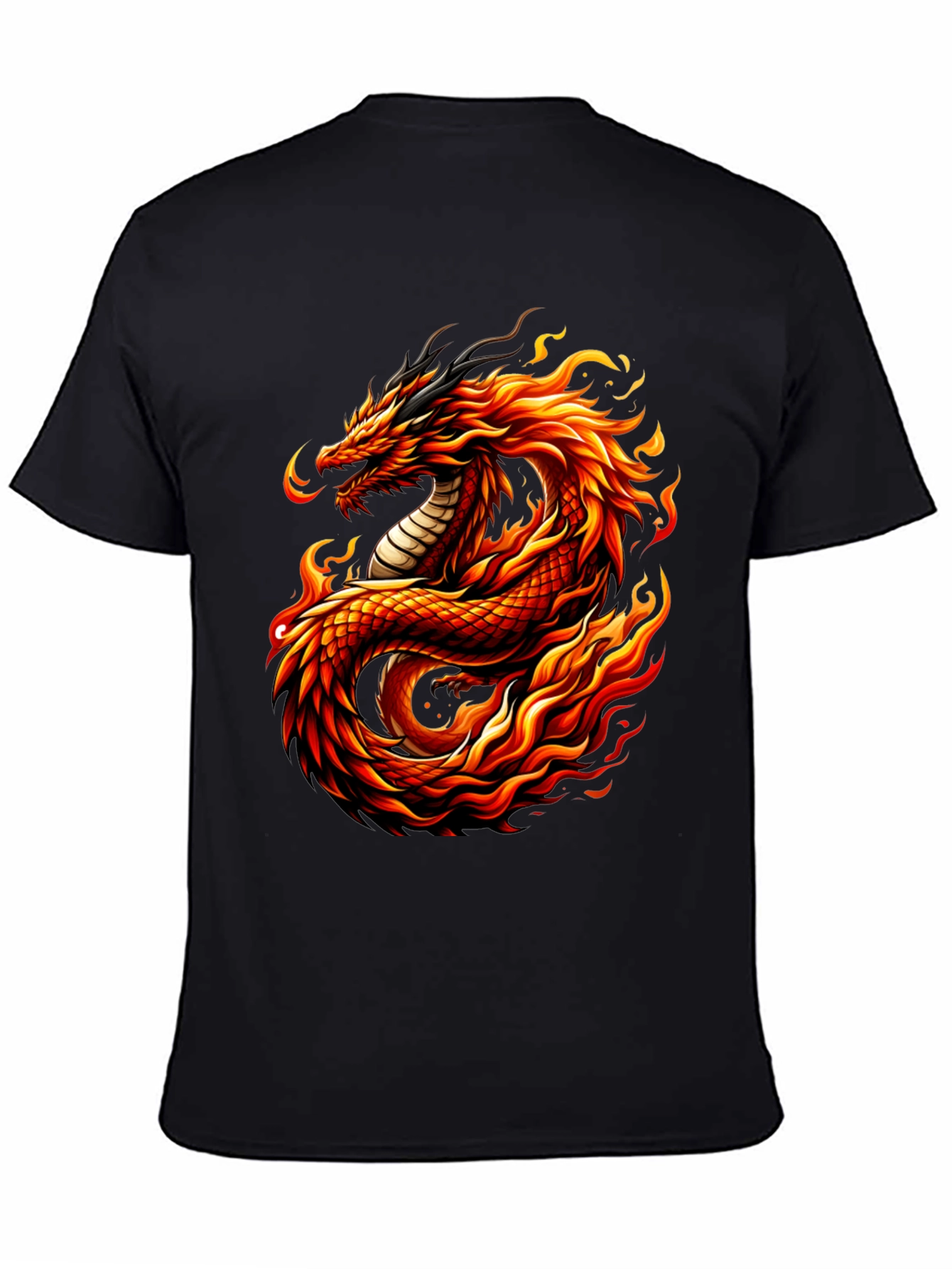 Fiery Dragon Graphic Tee - Mens Black T-Shirt