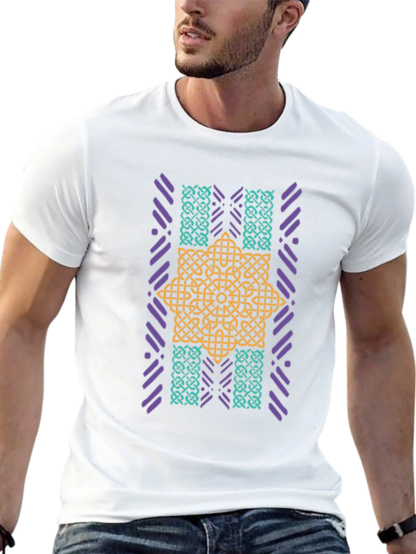 Geometric Celtic Knot Graphic Tee - Black