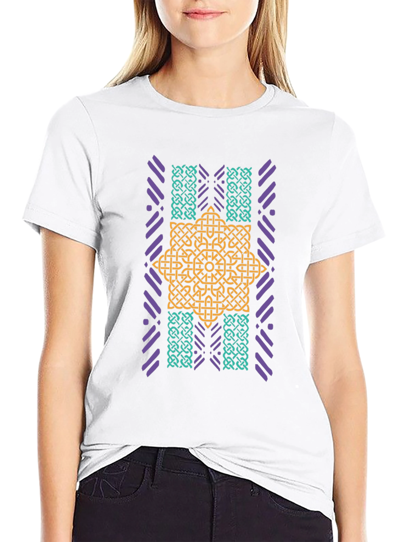 Geometric Celtic Knot Graphic Tee - Black