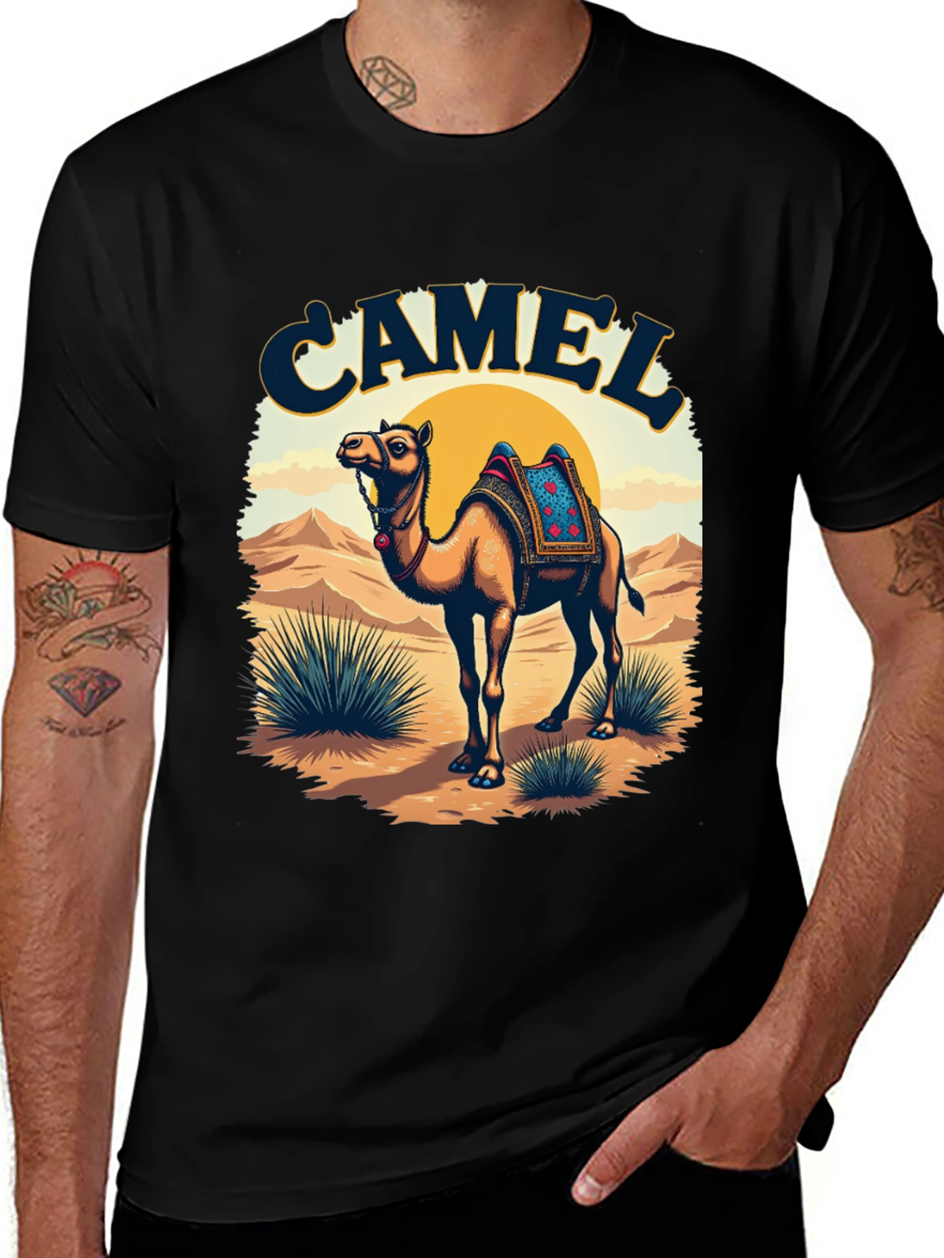 Camel Desert Scene Graphic Tee
