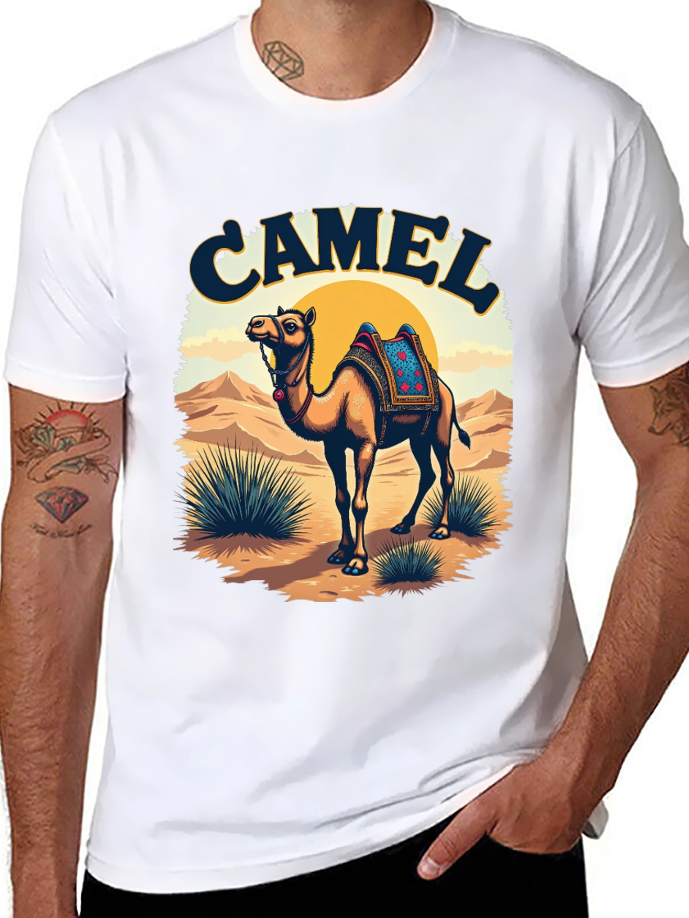 Camel Desert Scene Graphic Tee