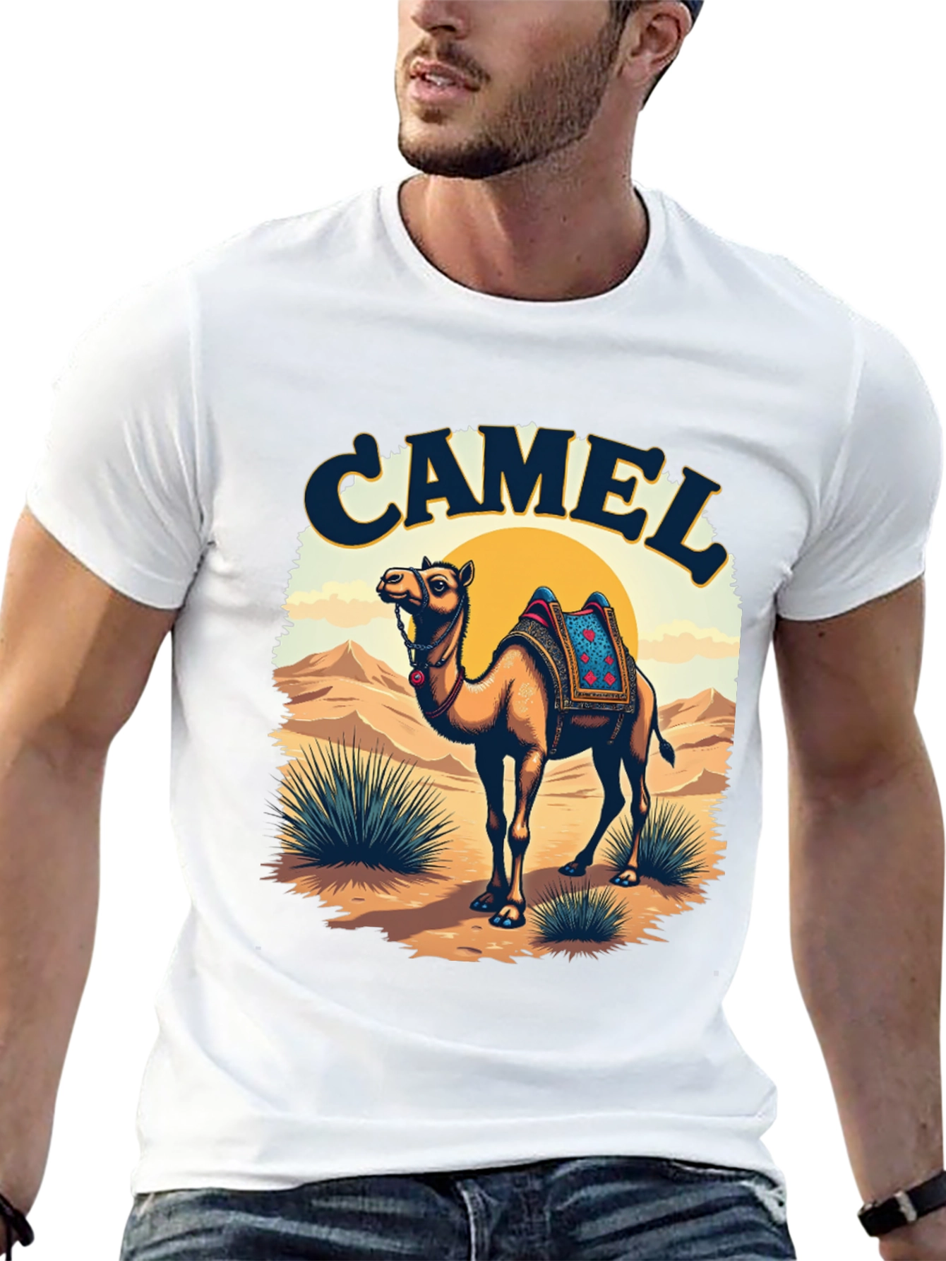 Camel Desert Scene Graphic Tee