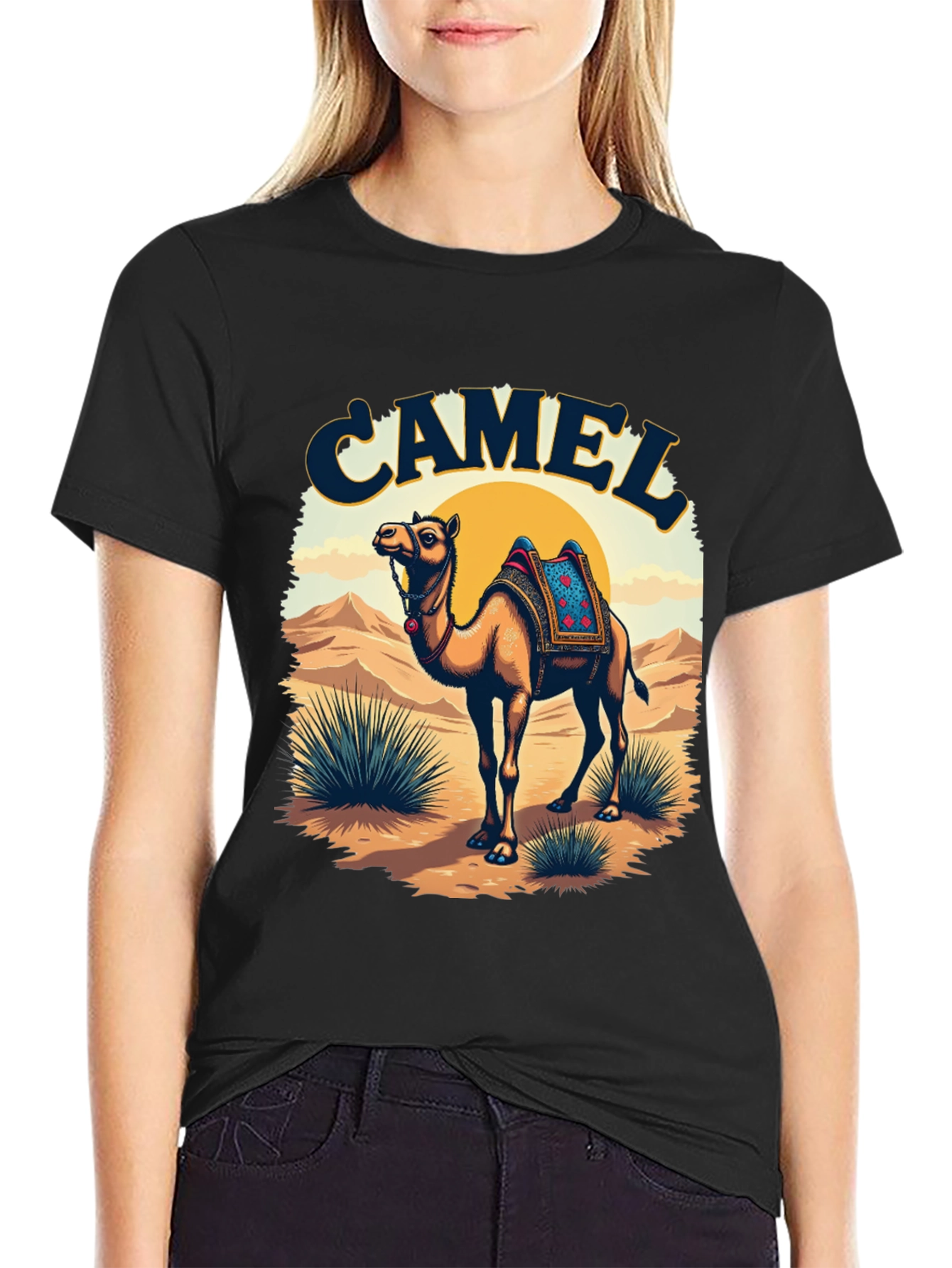 Camel Desert Scene Graphic Tee