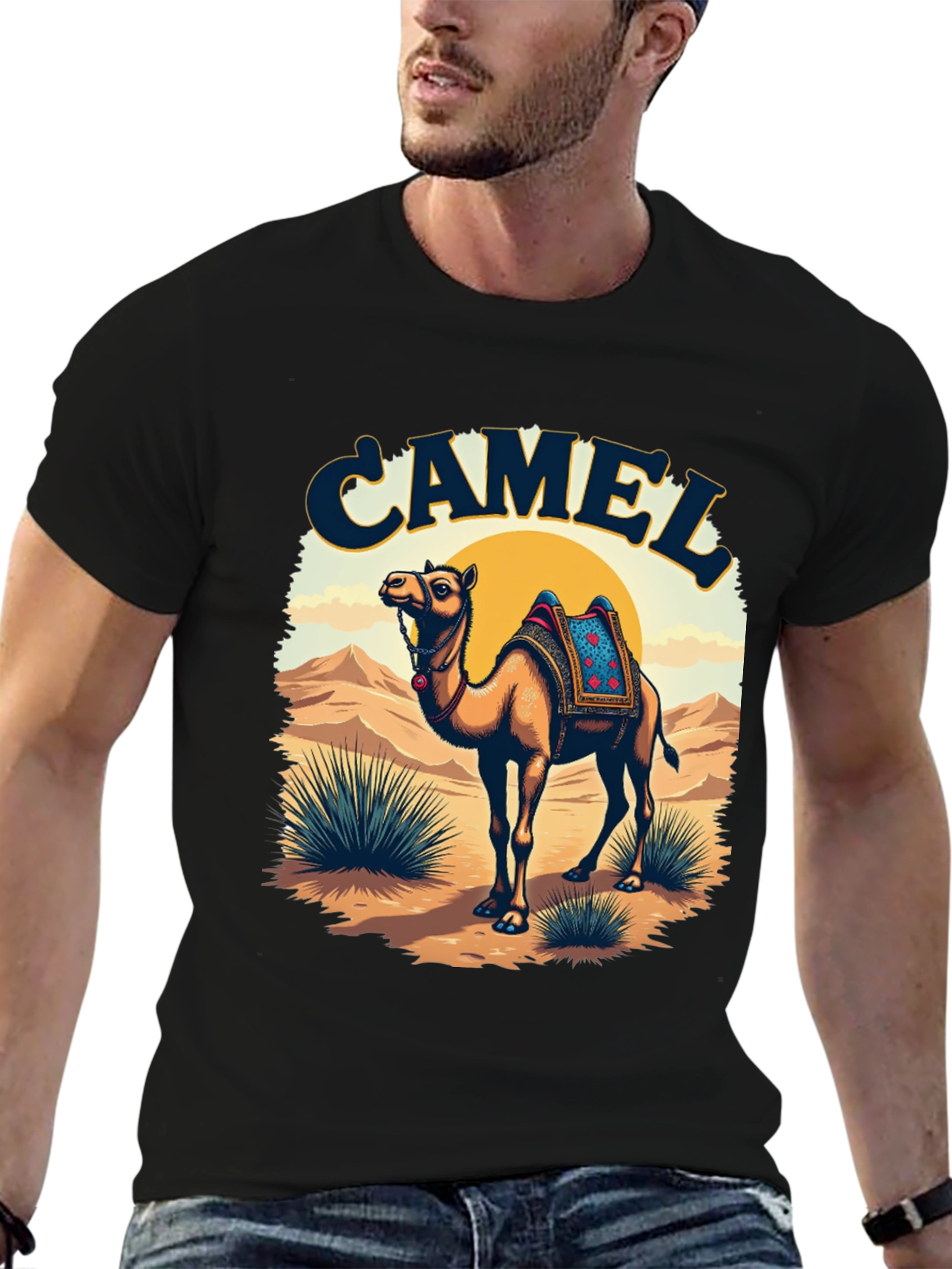 Camel Desert Scene Graphic Tee