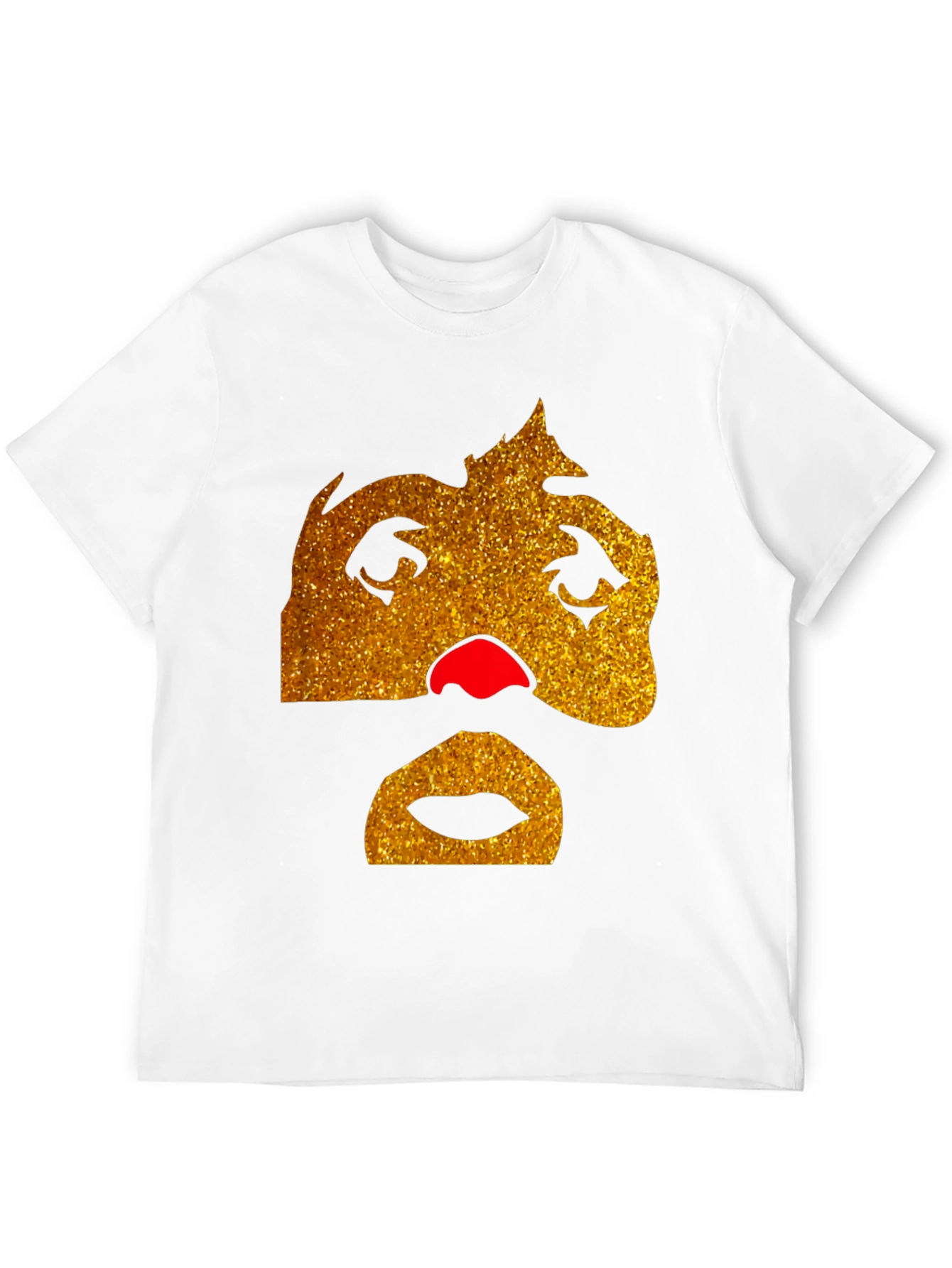 Funny Glitter Face Graphic Tee - Black