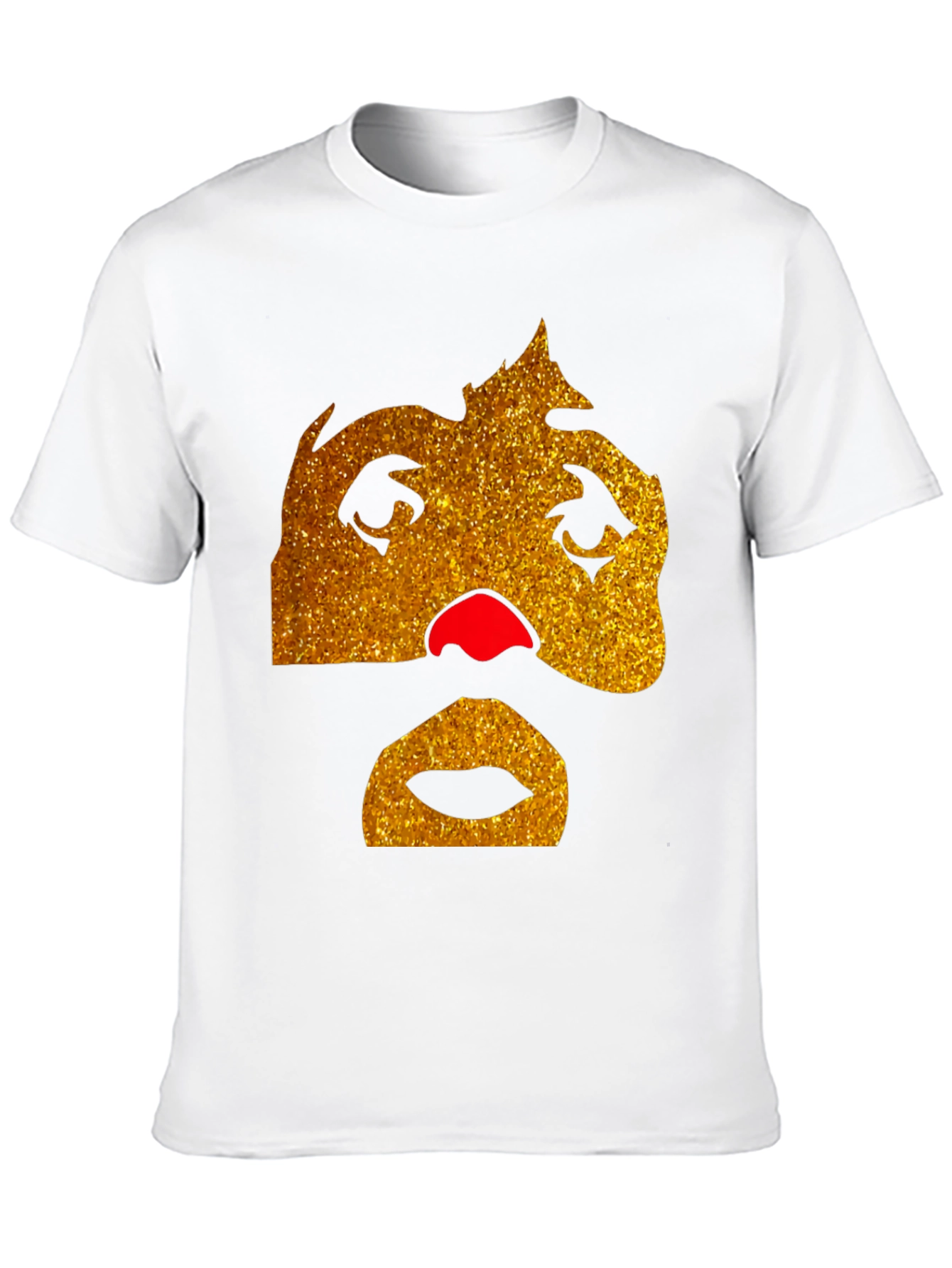 Funny Glitter Face Graphic Tee - Black