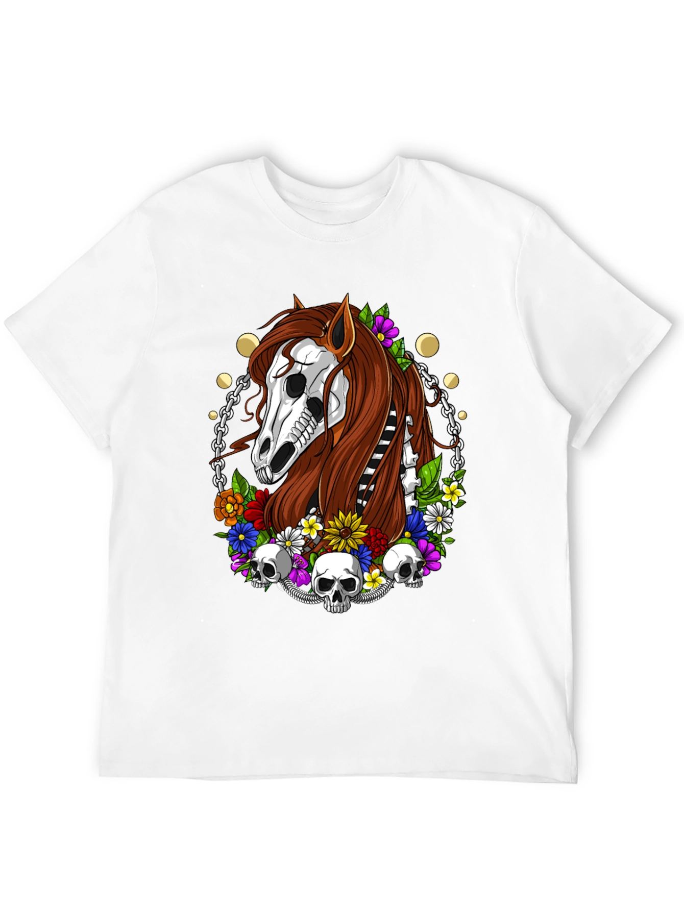 Floral Horse Skeleton Graphic T-Shirt - Black