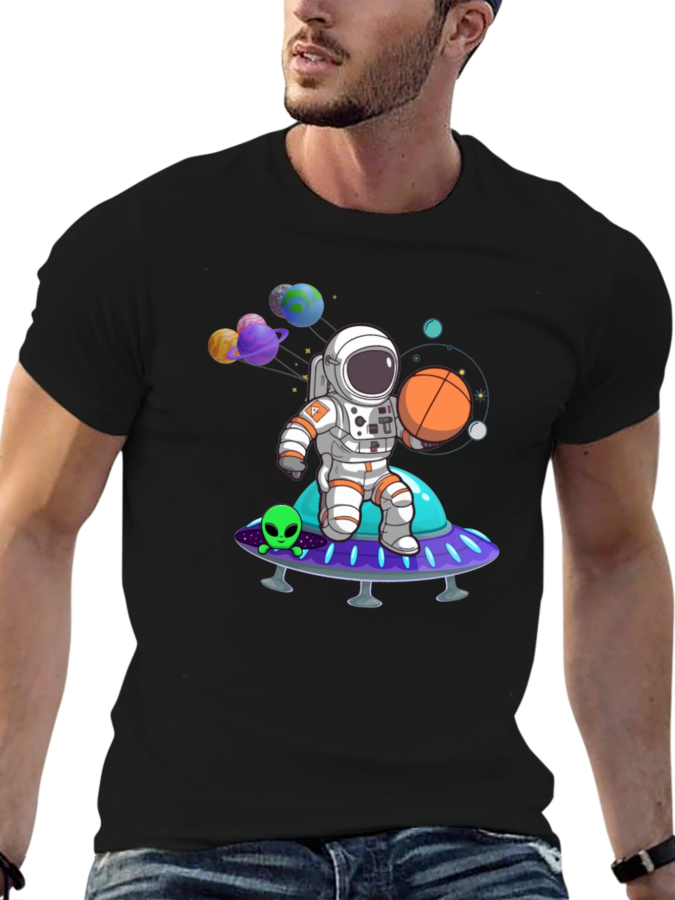 Astronaut on Spaceship Graphic Tee