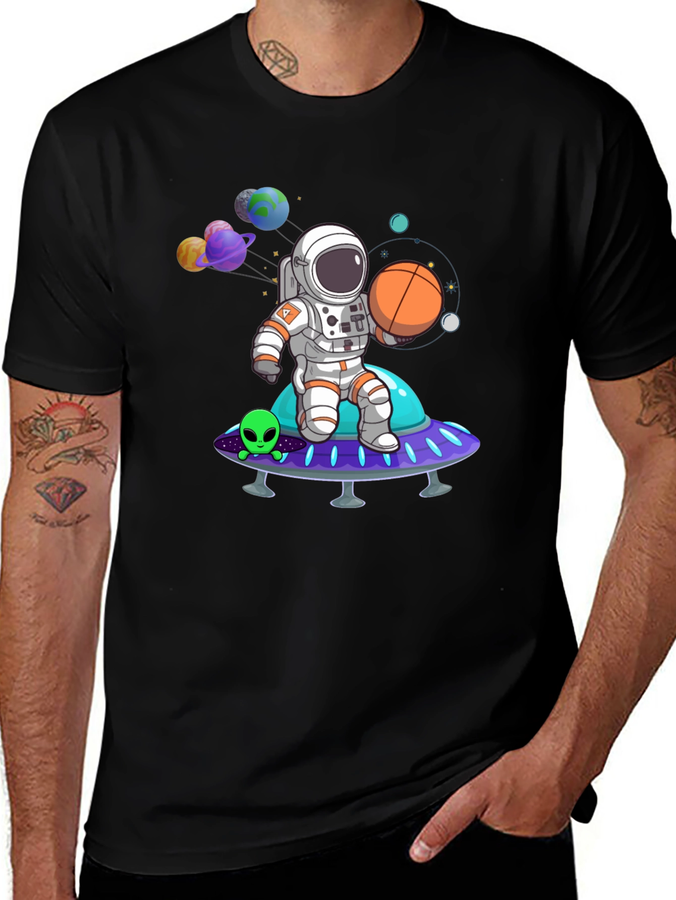 Astronaut on Spaceship Graphic Tee