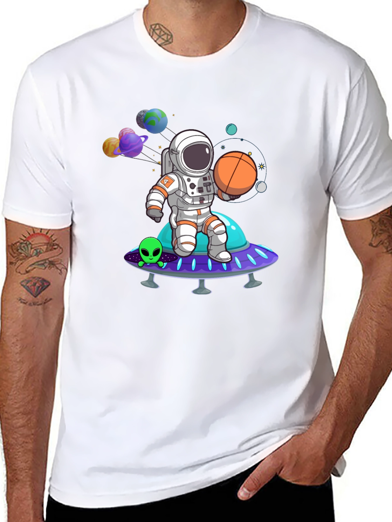 Astronaut on Spaceship Graphic Tee