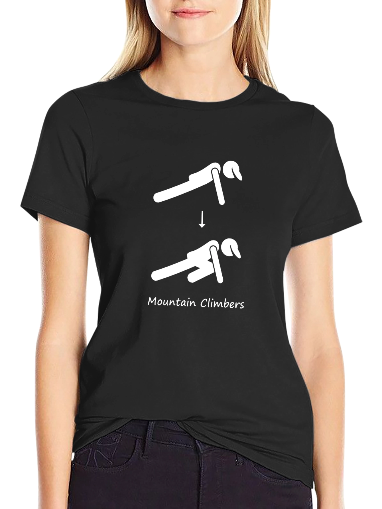 Mountain Climbers Exercise Black T-Shirt