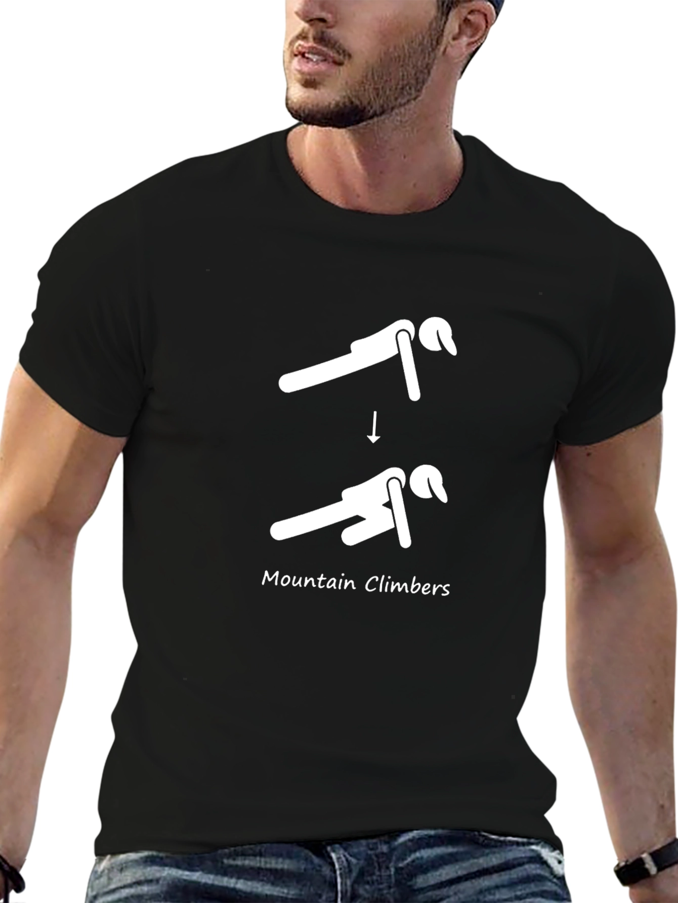 Mountain Climbers Exercise Black T-Shirt