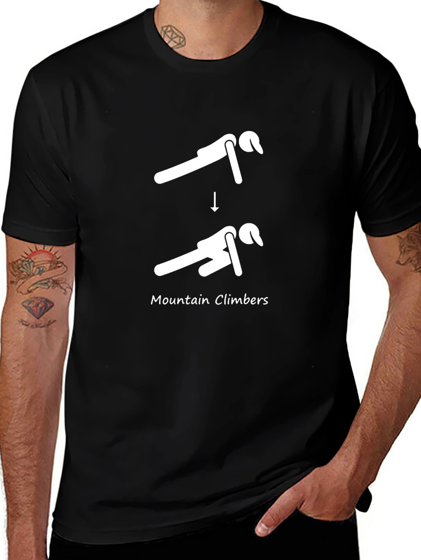 Mountain Climbers Exercise Black T-Shirt