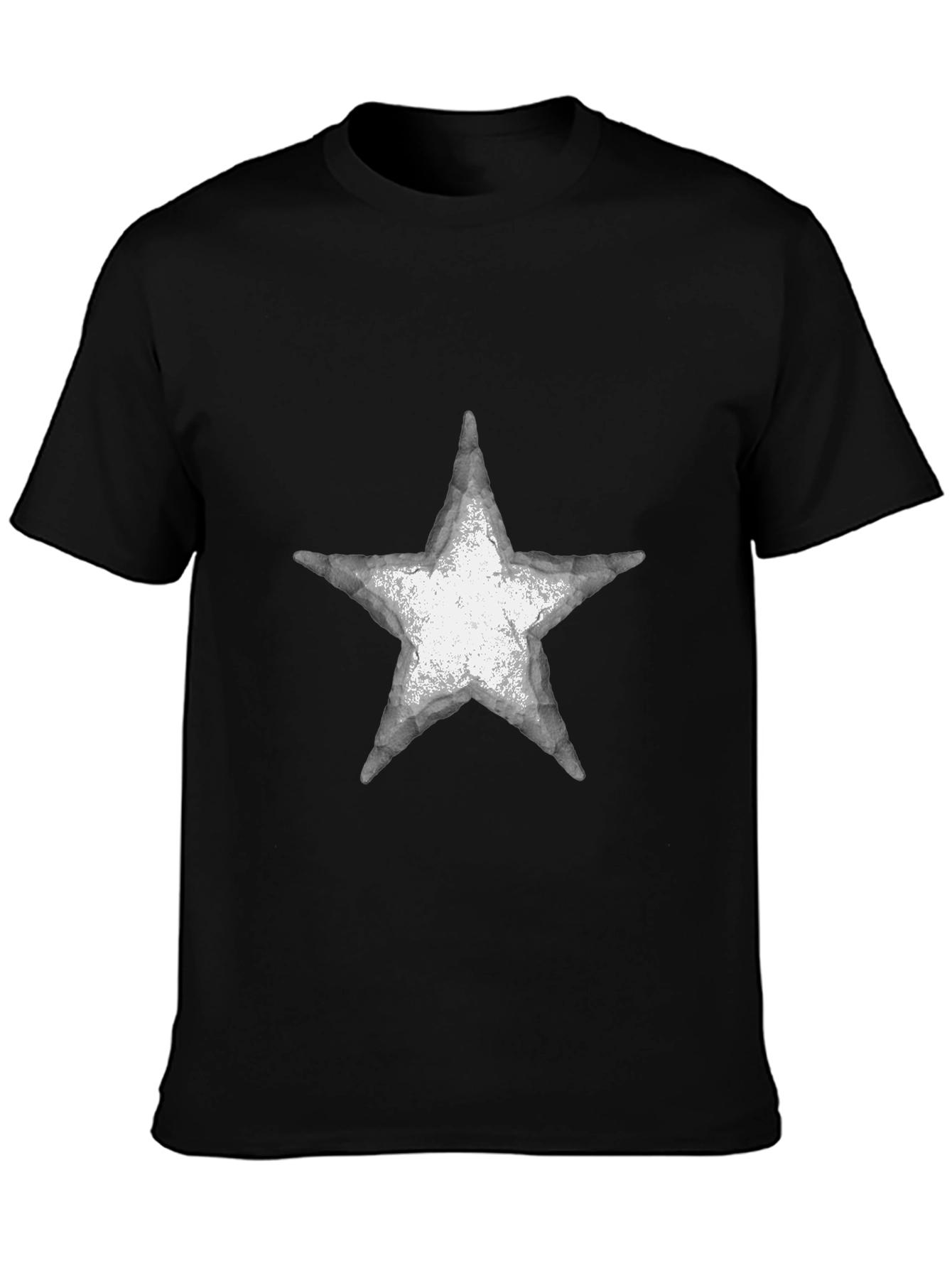 Distressed Star Graphic Tee - Casual Black T-Shirt