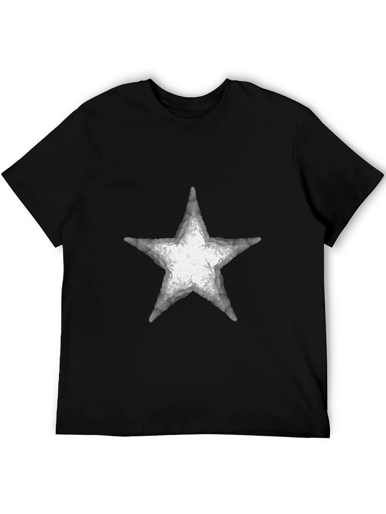 Distressed Star Graphic Tee - Casual Black T-Shirt