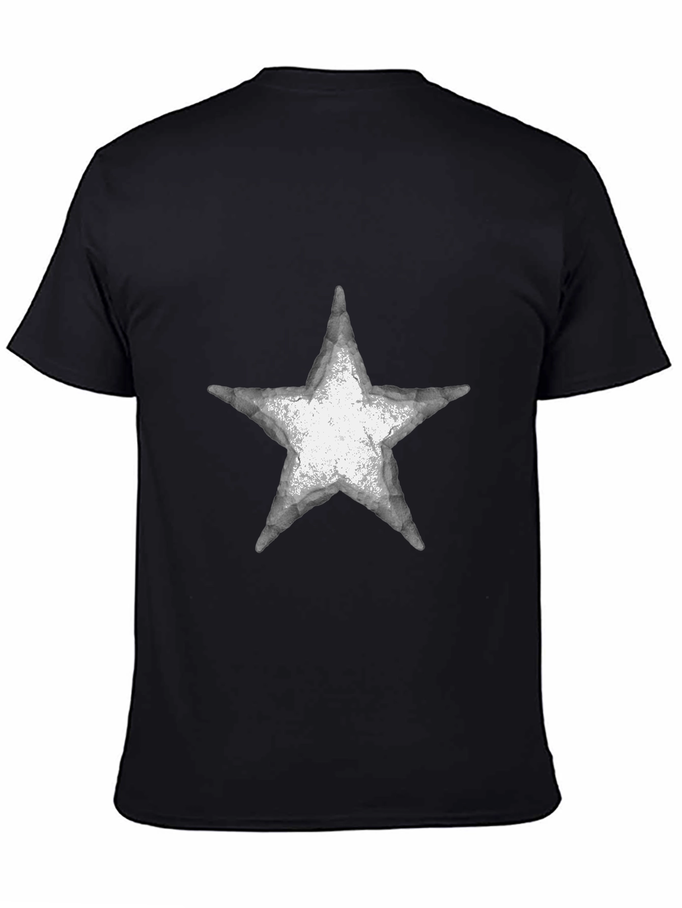 Distressed Star Graphic Tee - Casual Black T-Shirt