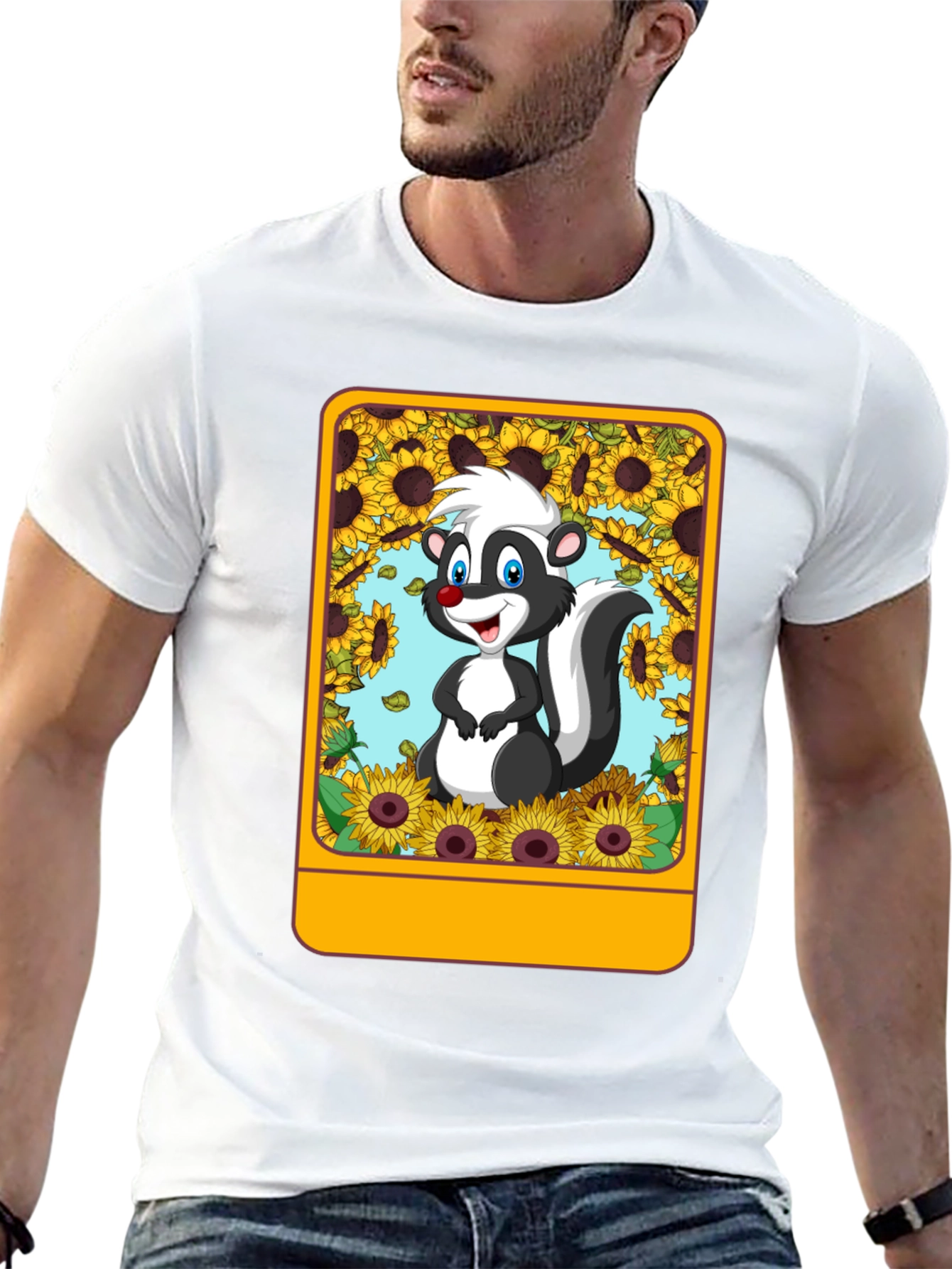 Skunk & Sunflower Graphic Tee - Unisex Black T-Shirt