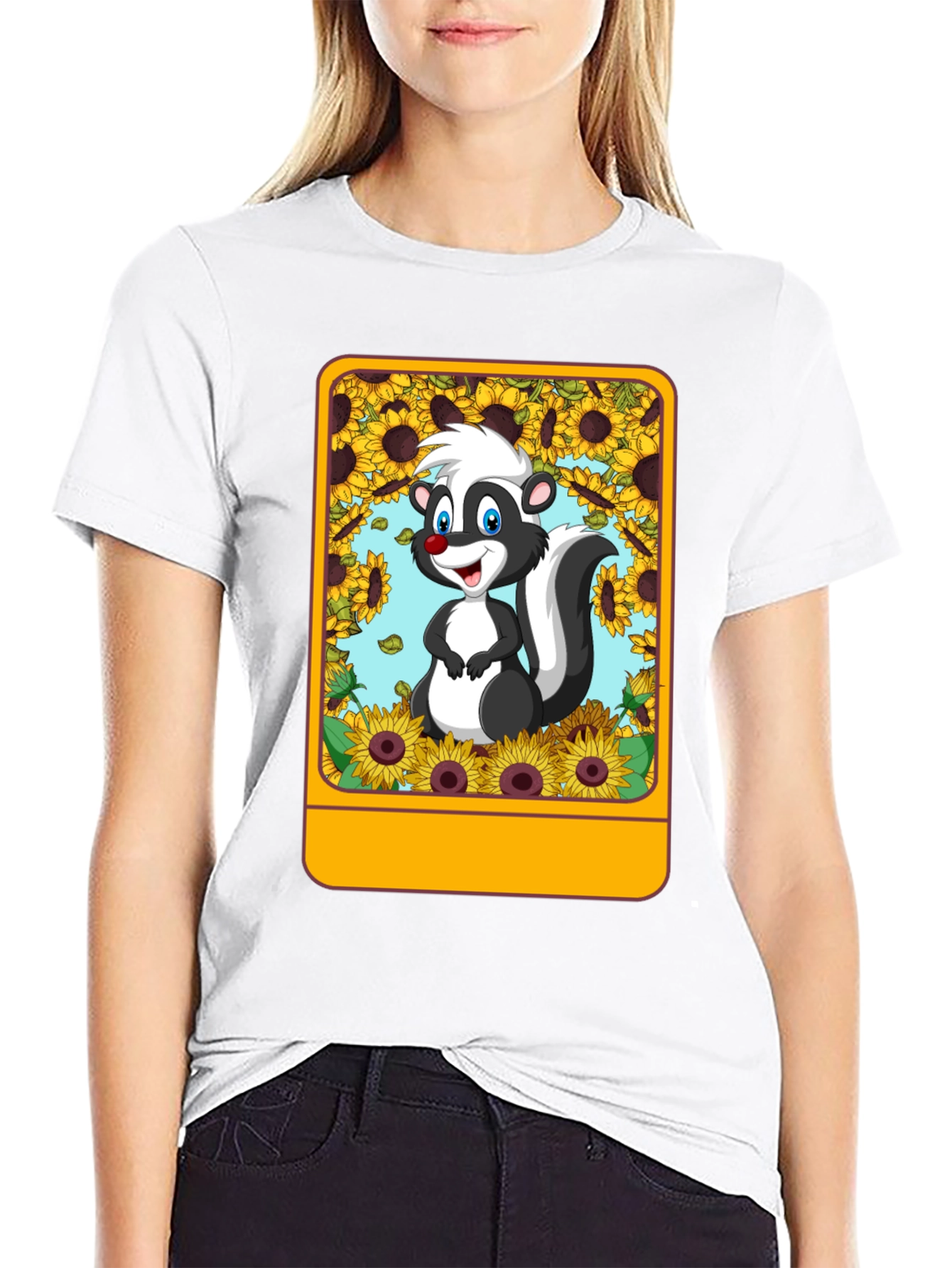 Skunk & Sunflower Graphic Tee - Unisex Black T-Shirt